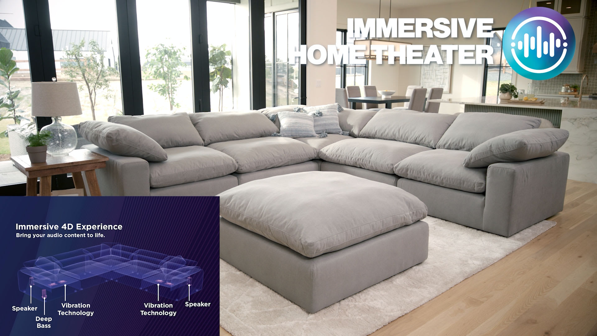 Immersive Home Theater. Immersive 4D Experience Bring your audio content to life with speakers, Deep Base, and Vibration technology