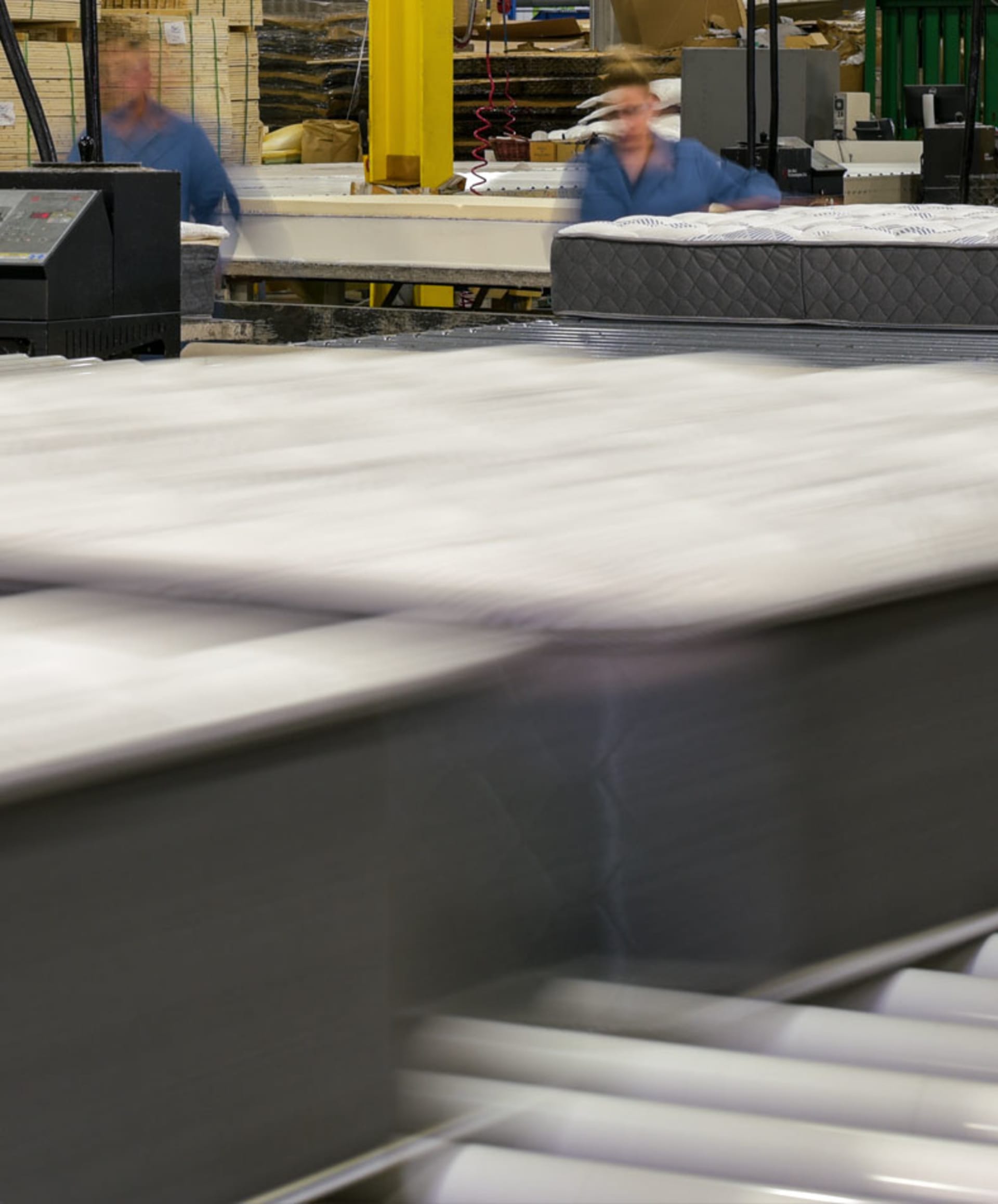 Closeup Denver Mattress Production Line.