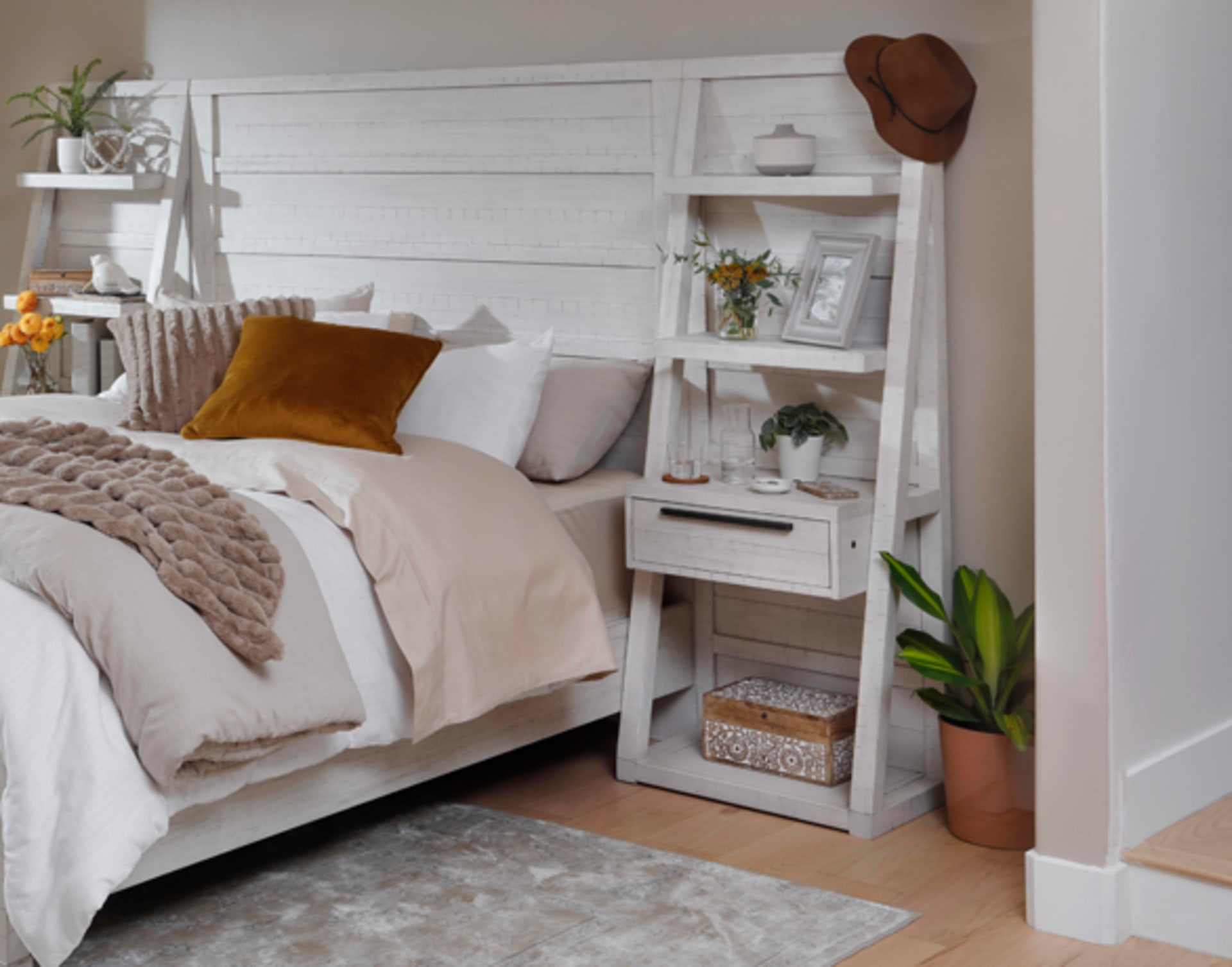 White wooden Bedroom set in Bedroom