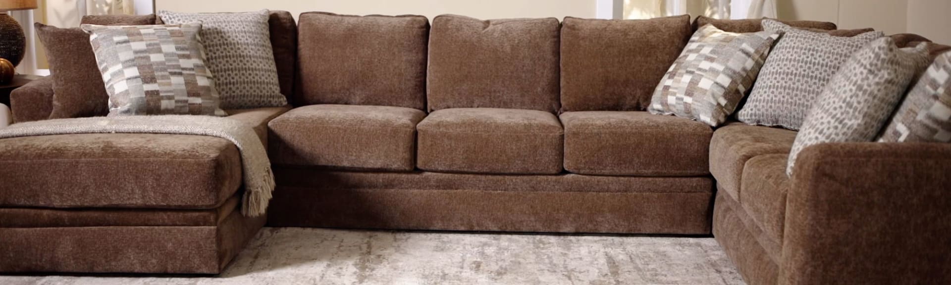 Brown micro velvet Sectional in living room