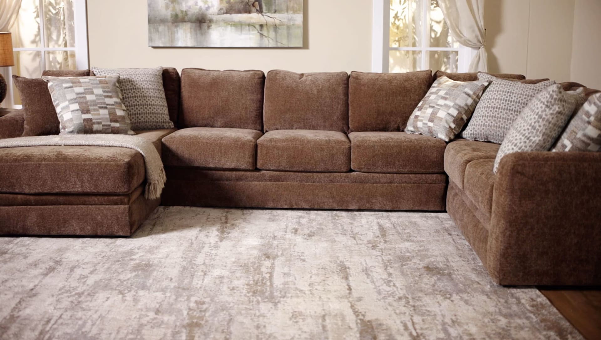 Mocha Mousse Color Microvelvet Sectional