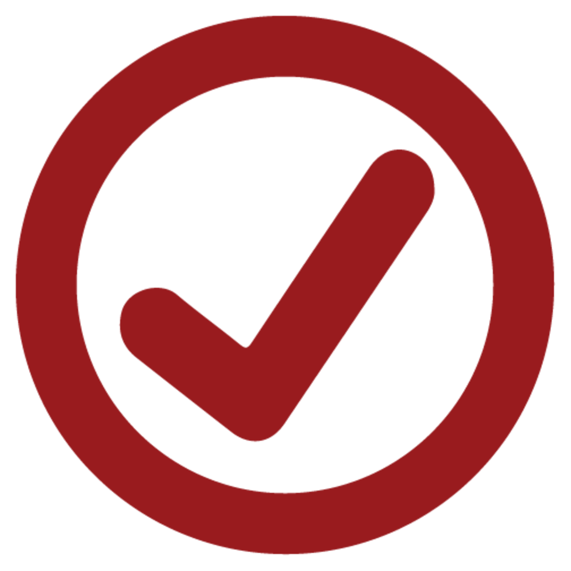 Red checkmark inside of red circle