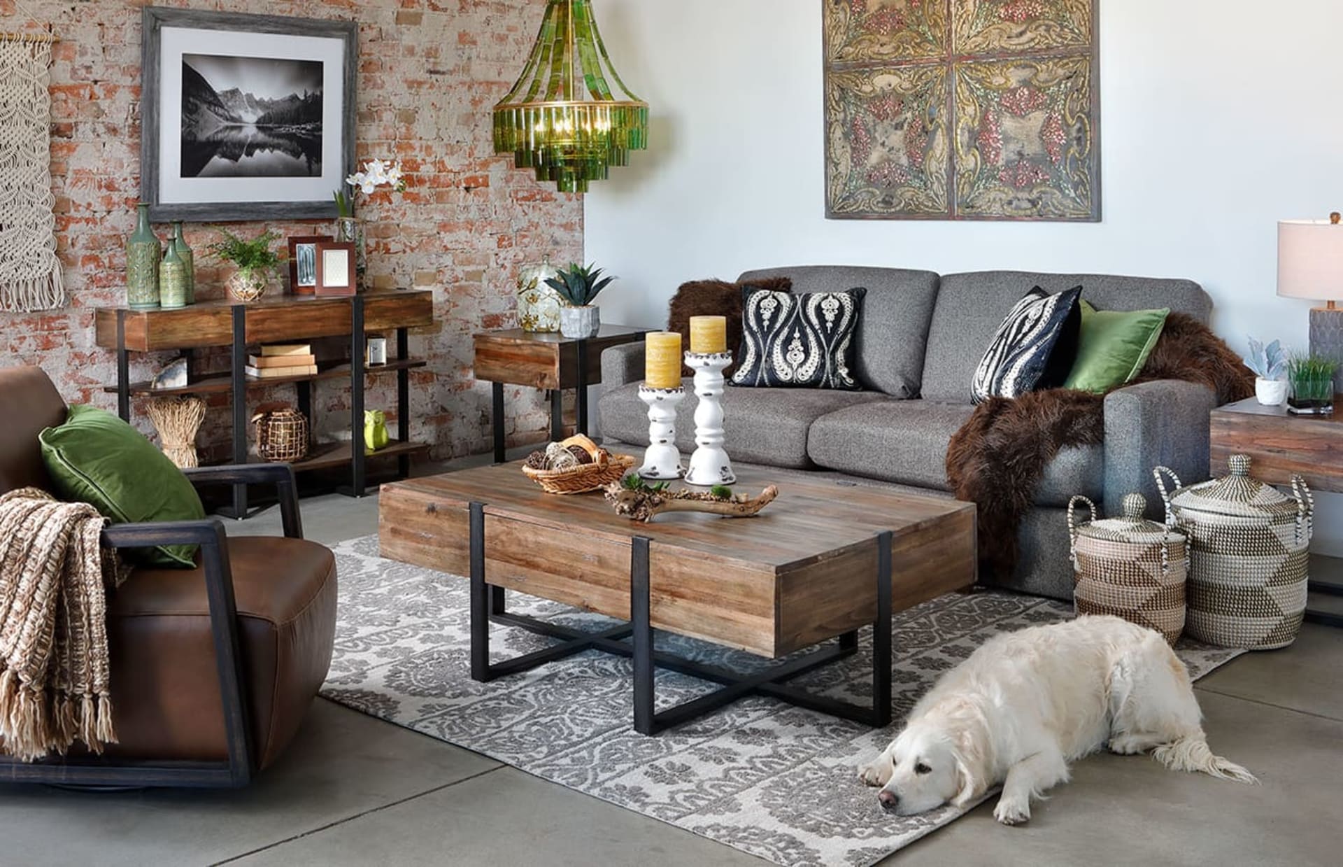 Boho Living Room Style Green Tones