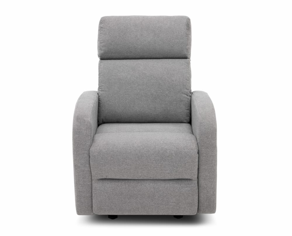 A grey fabric recliner on white background
