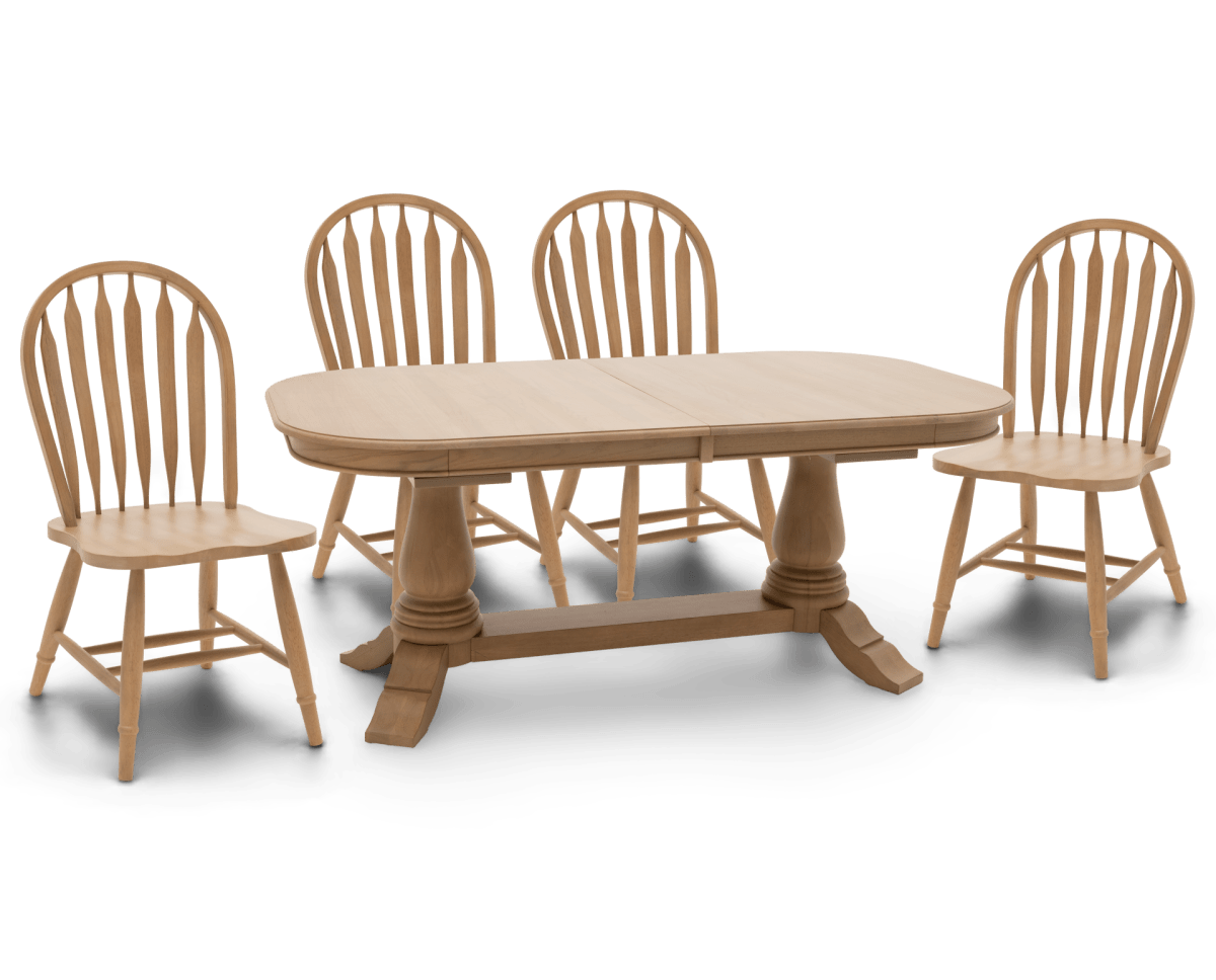 The Heirloom 5 Pc Double Pedestal Set in a light finish