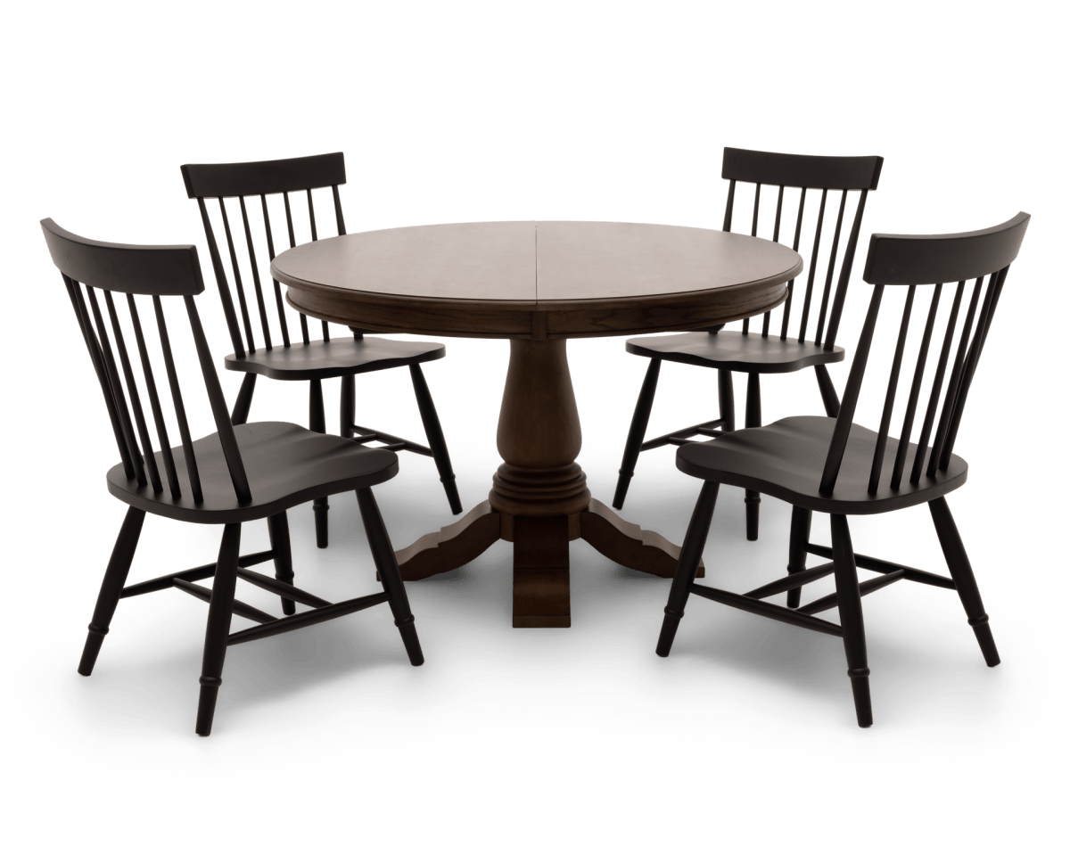 The Heirloom 5 Pc Dark Dining Set with Dark Windsor Chairs