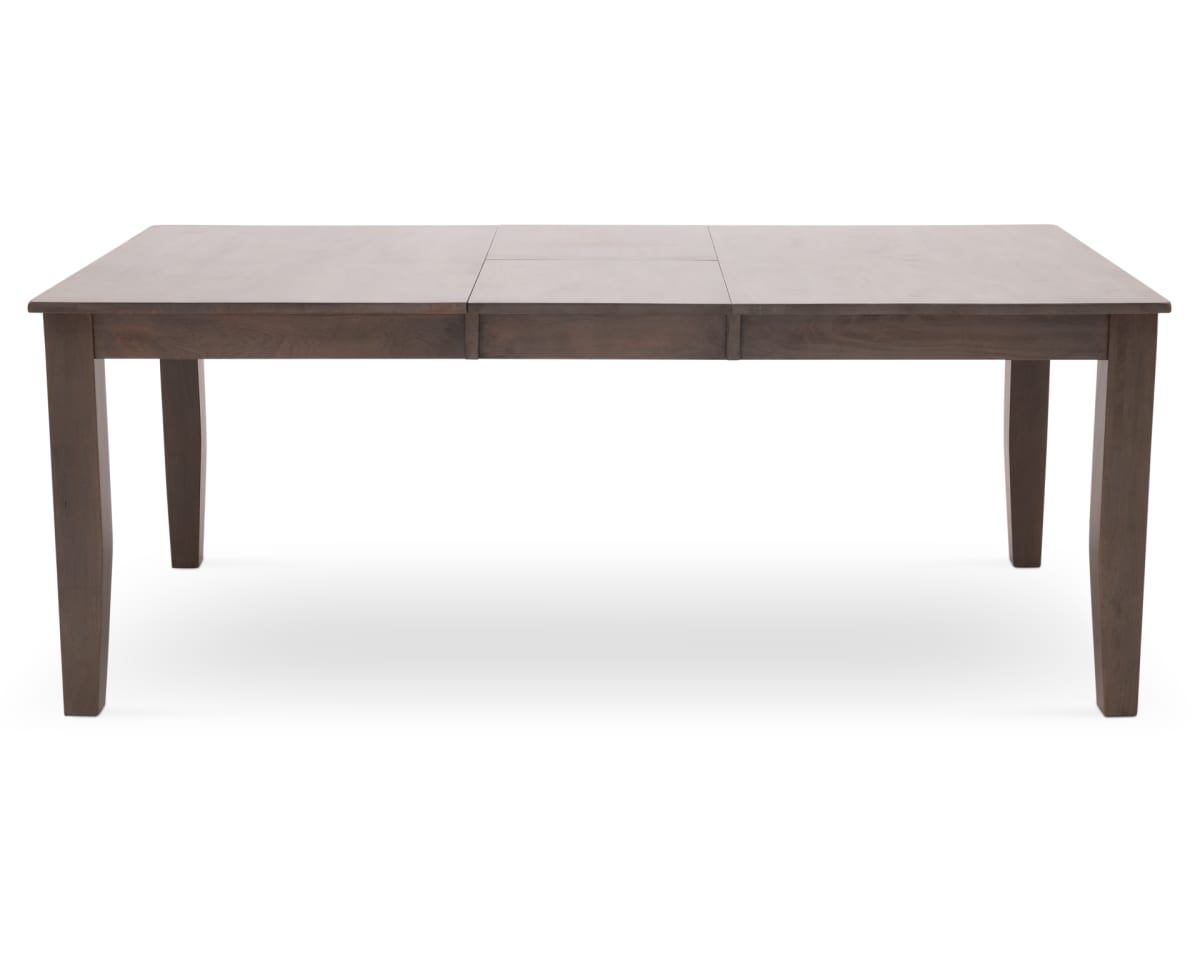 The Largo Dining Table in the Grey finish, extended and positioned lengthwise