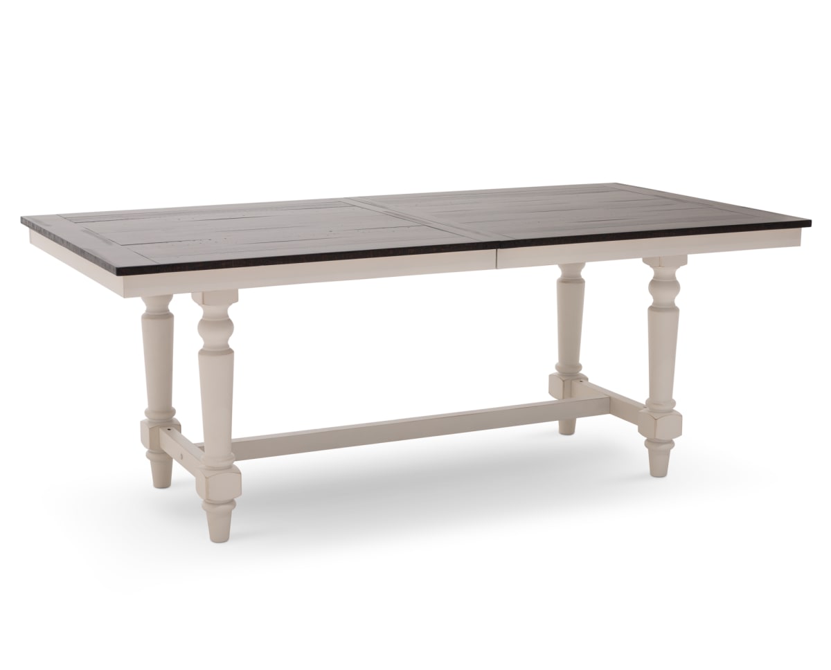 On white photo of Mountain Home Dining Table, rotated at a slight angle and without the extendable leaf