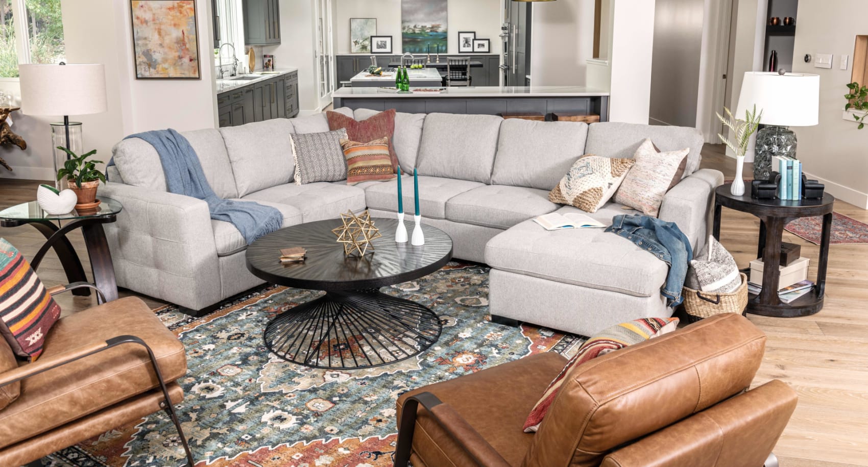Krisha 3 Pc. Sectional in living room