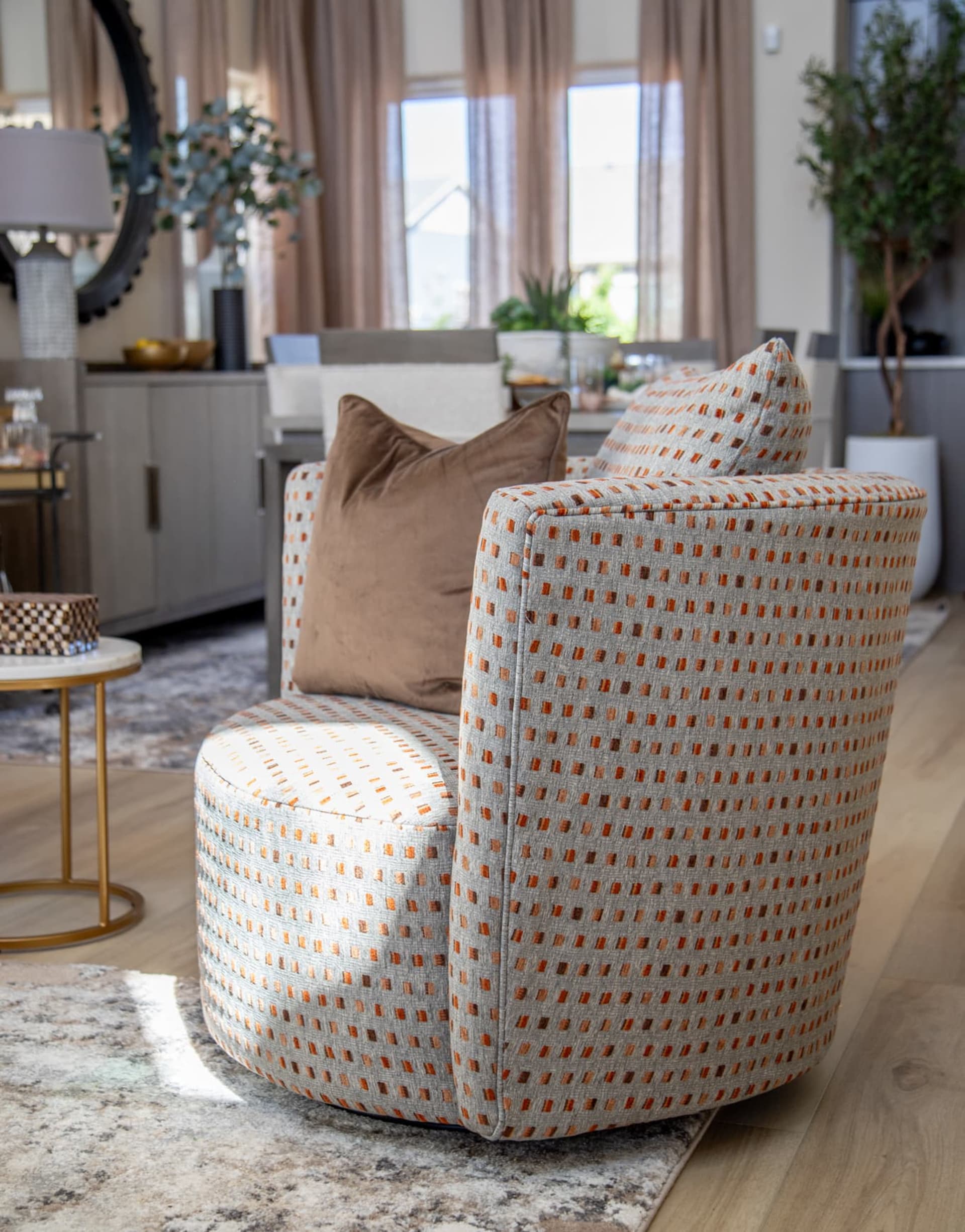 Spectrum Swivel Accent Chair styled in St Jude Home