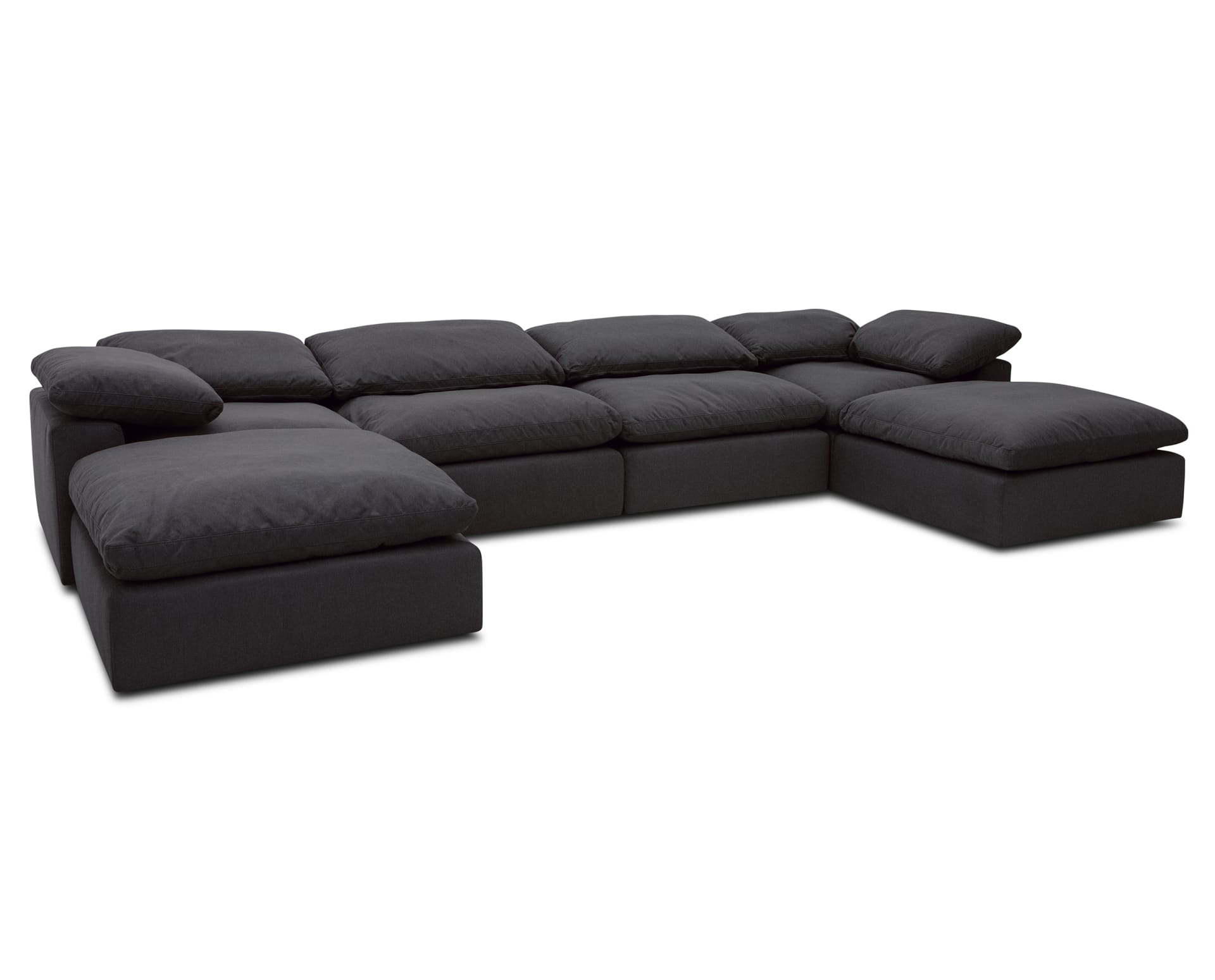 The Luscious 6 Pc. Double Chaise Sectional in the shade Pepper on a white background