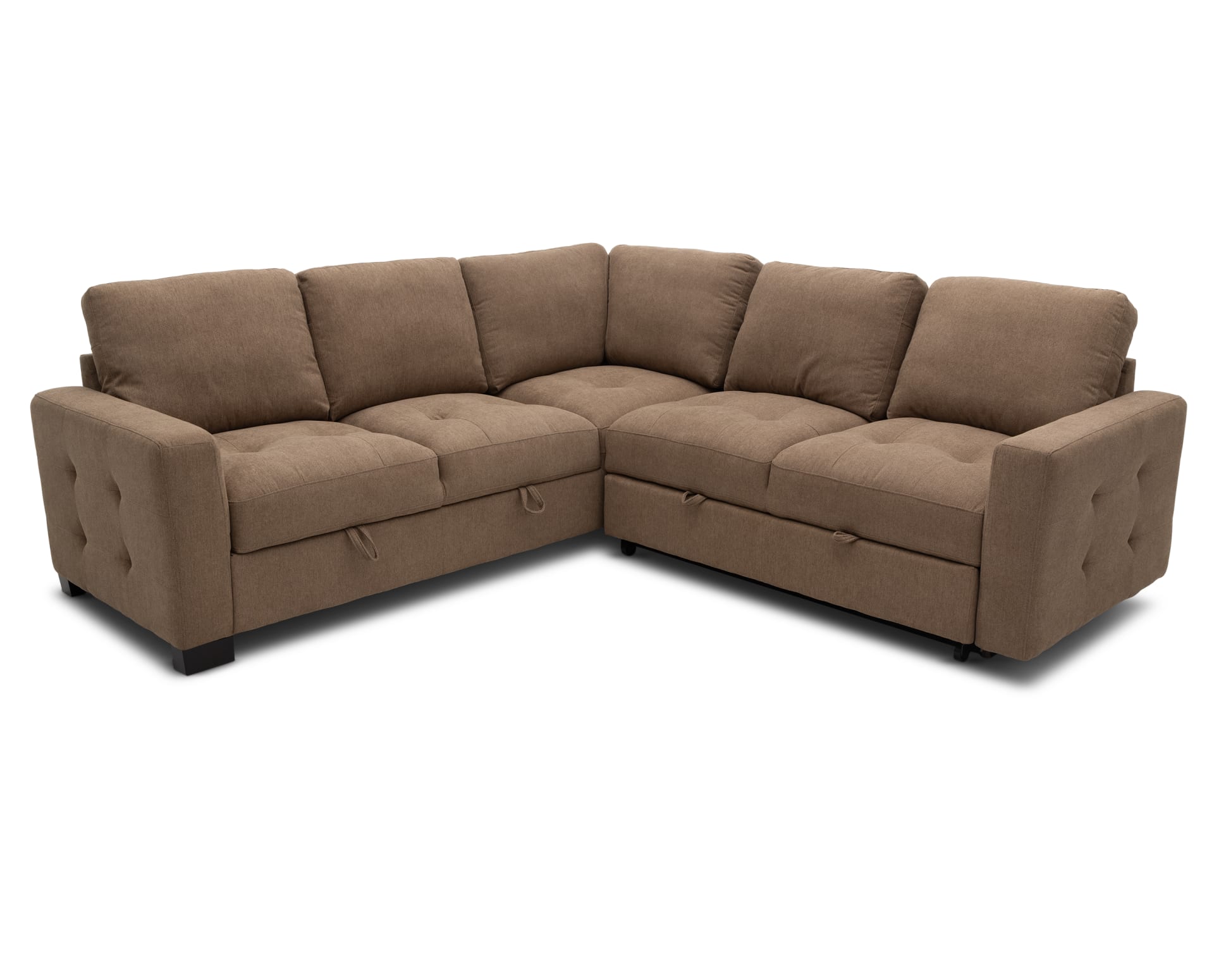 The Krisha 2 Pc. Sleeper Sectional in Cafe on white background