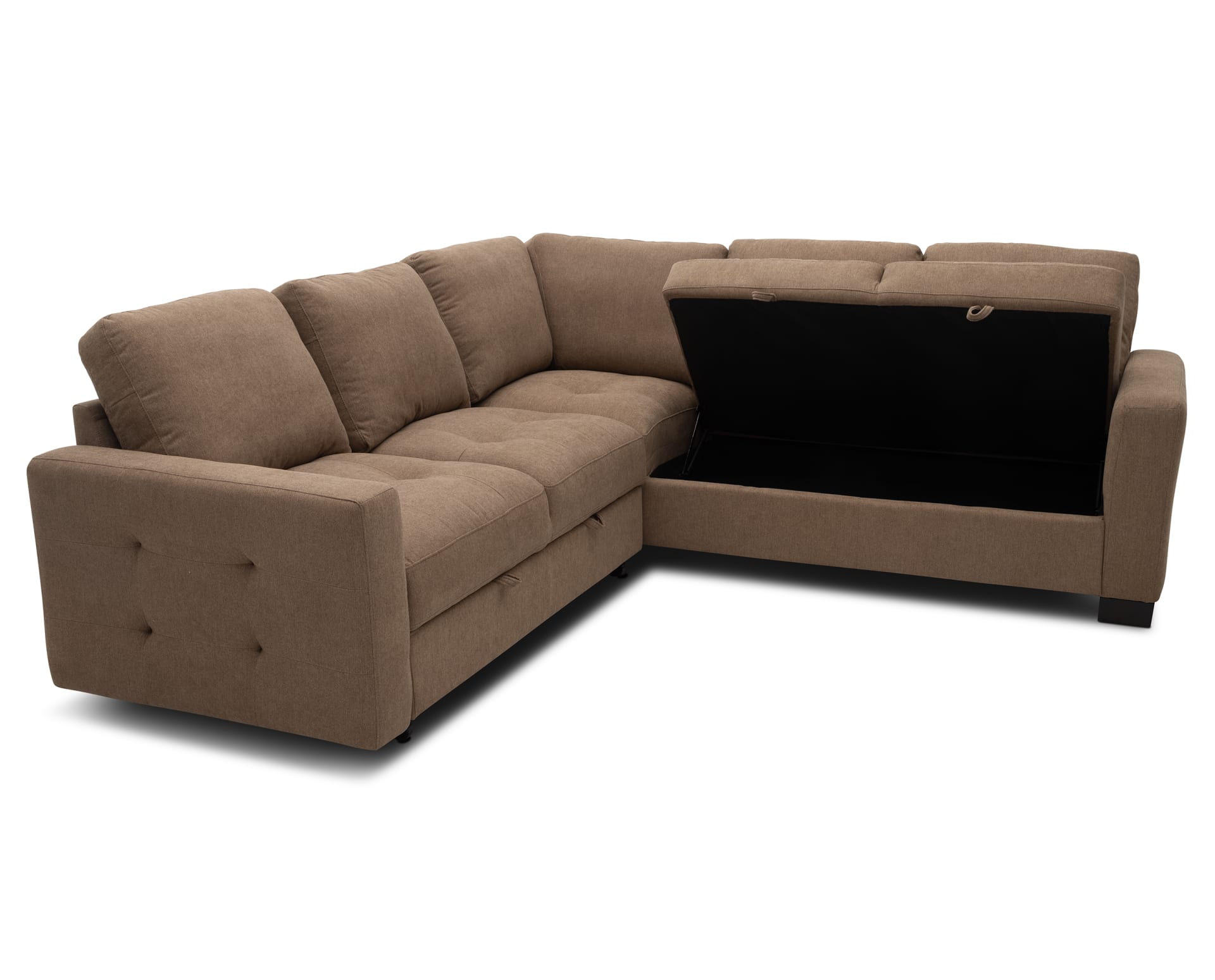 Krisha 2 Pc. Sleeper Sectional in Cafe on white background