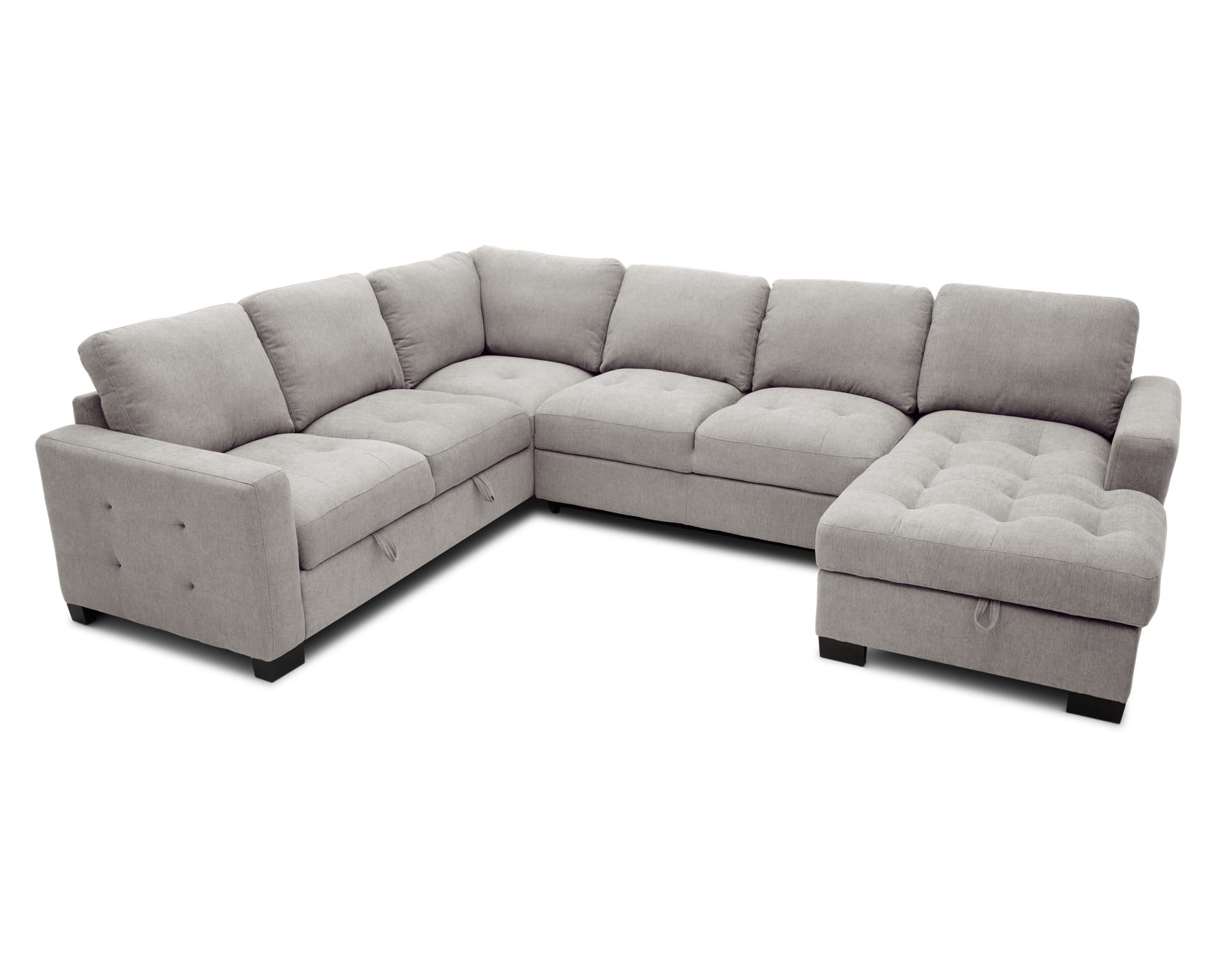 The Krisha 3 Pc. Sleeper Chaise Sectional in Dove on white background