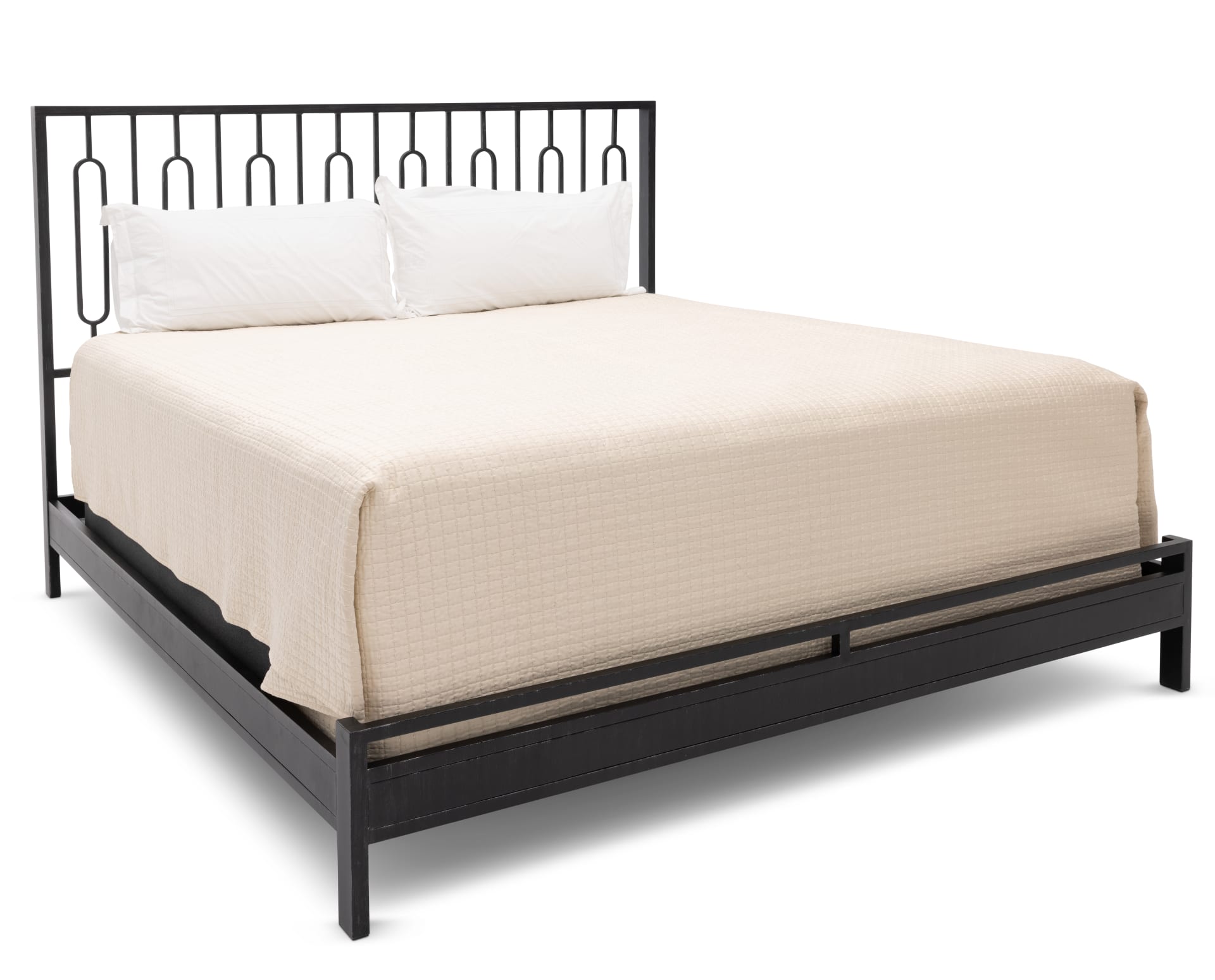 The Miura Metal Bed in King on white background