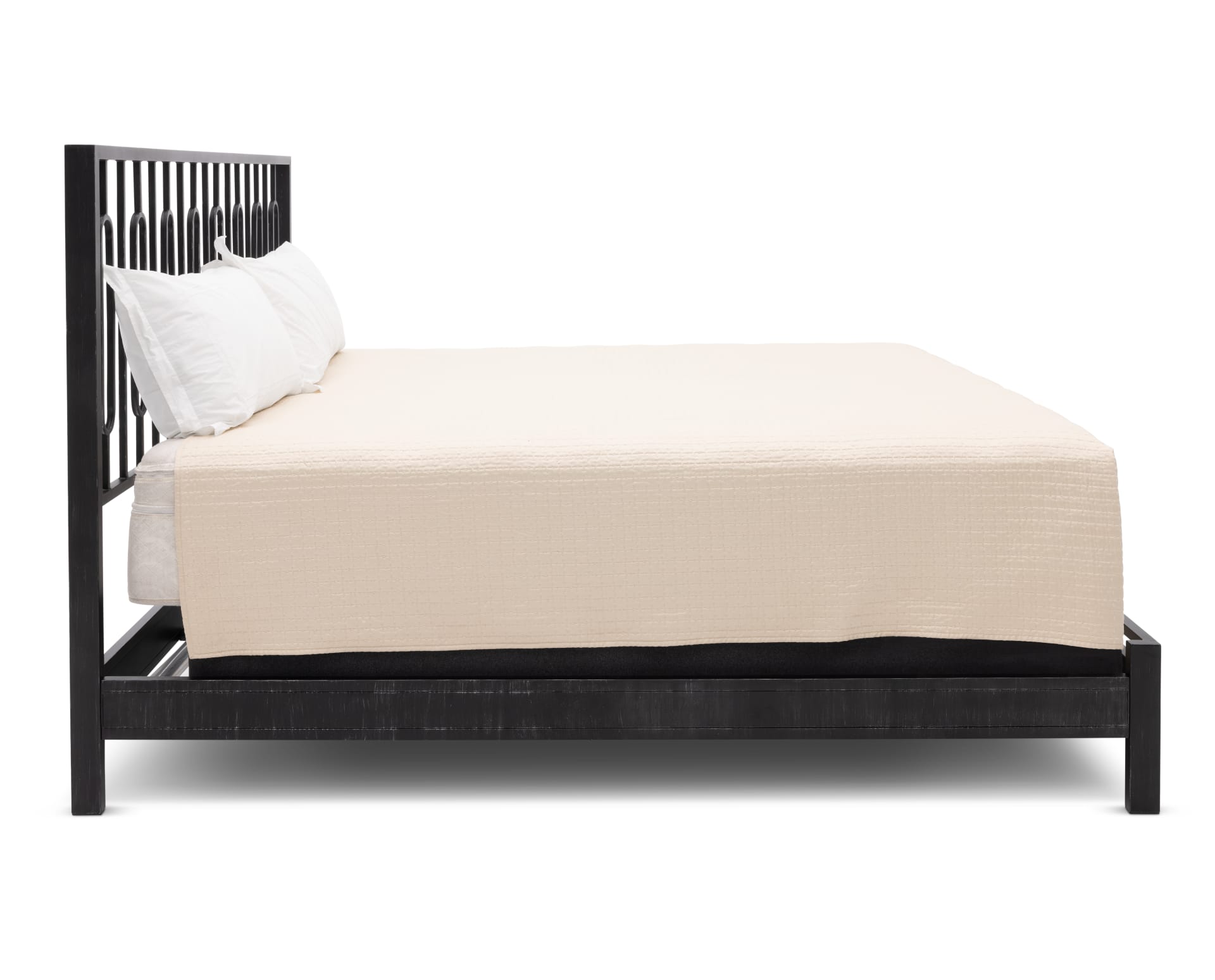Miura Metal Bed in King on white background