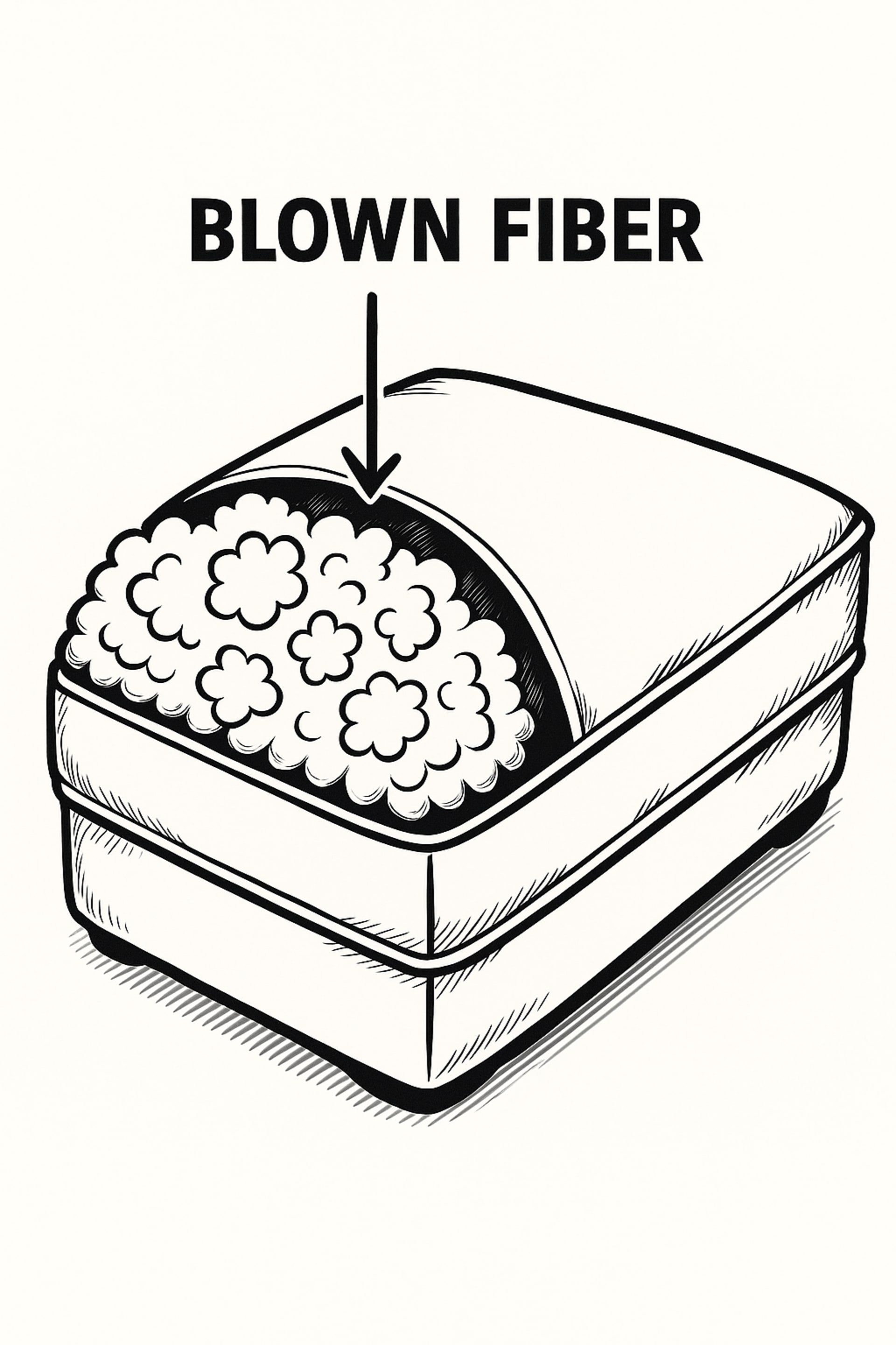 Blown fiber sofa cushions graphic