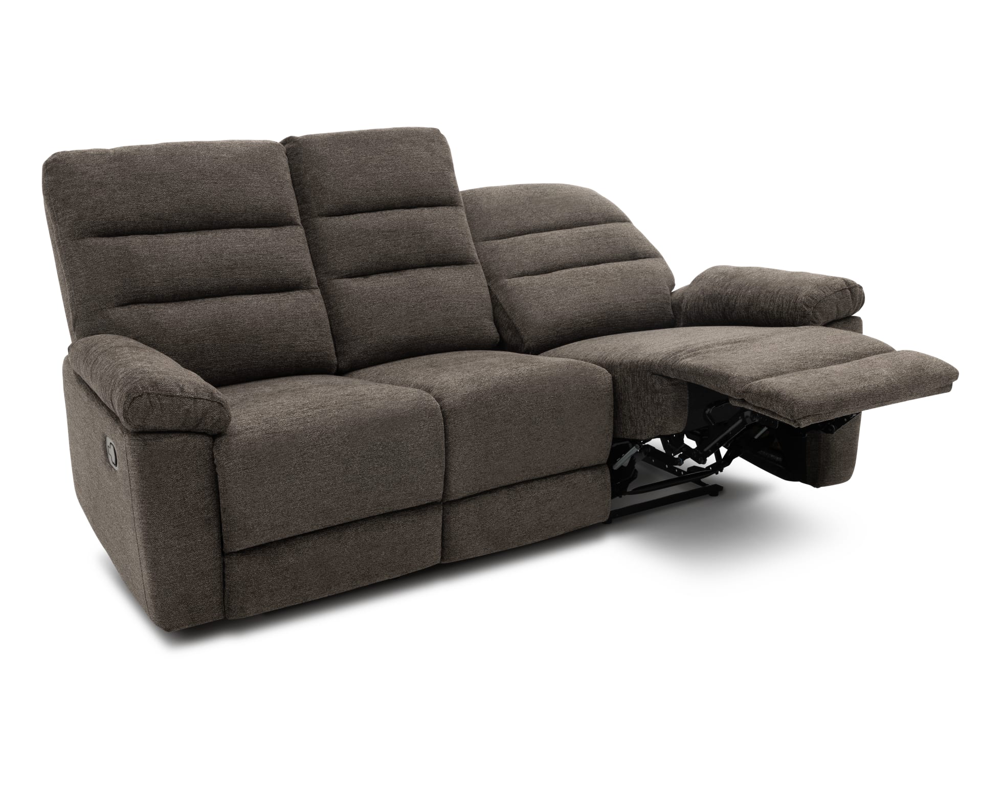 The Conway Reclining Sofa in Brown on white background