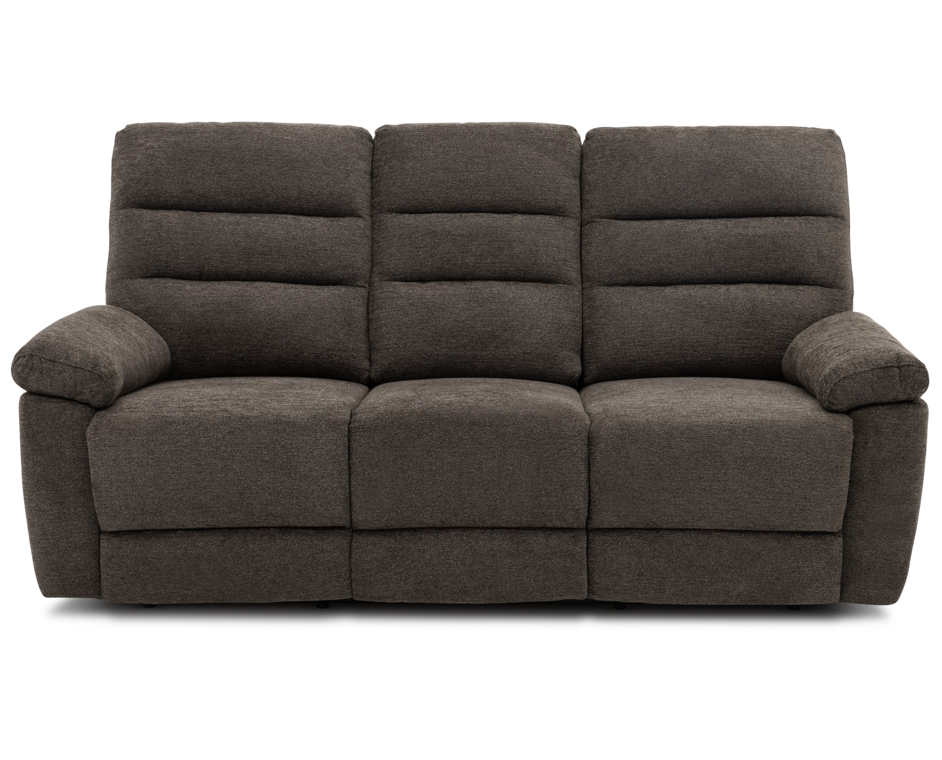 The Conway Reclining Sofa in Brown on white background