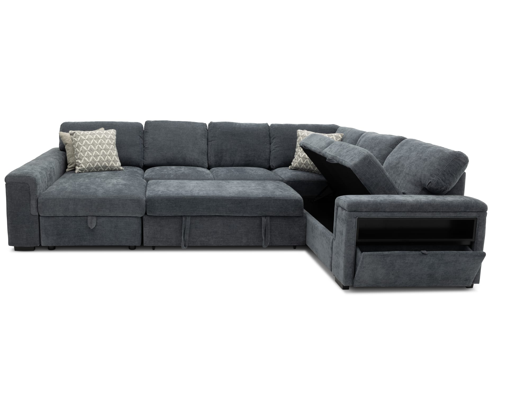 Noble 4 Pc. LAF Chaise Sectional in Blue on white background