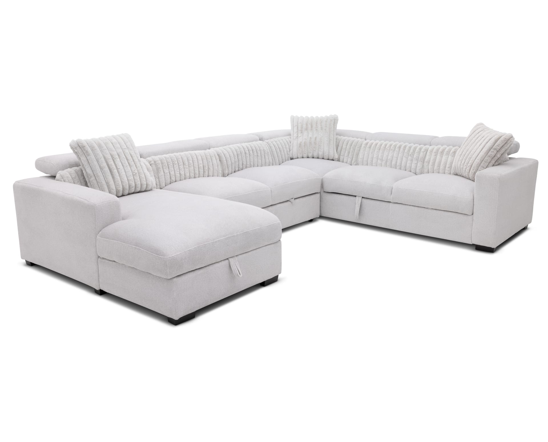 The Roxy 3 Pc. LAF Chaise Sectional in Gray on white background