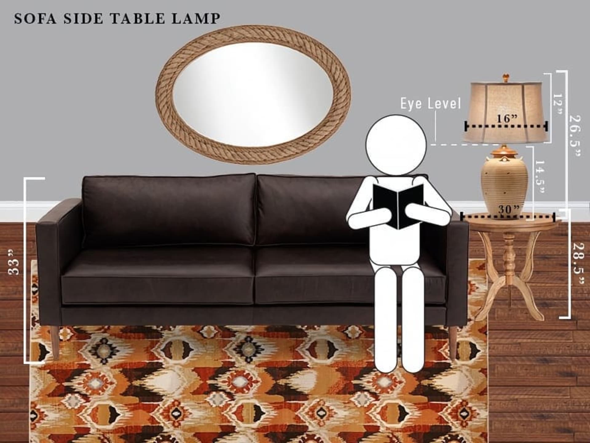 Living room table lamp size graphic