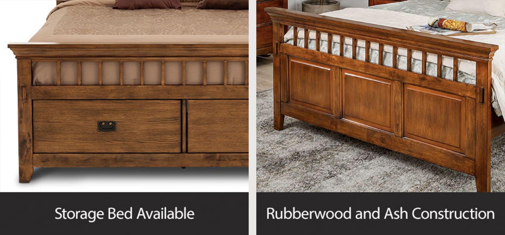 Storage Bed Available & Rubberwood and Ash construction