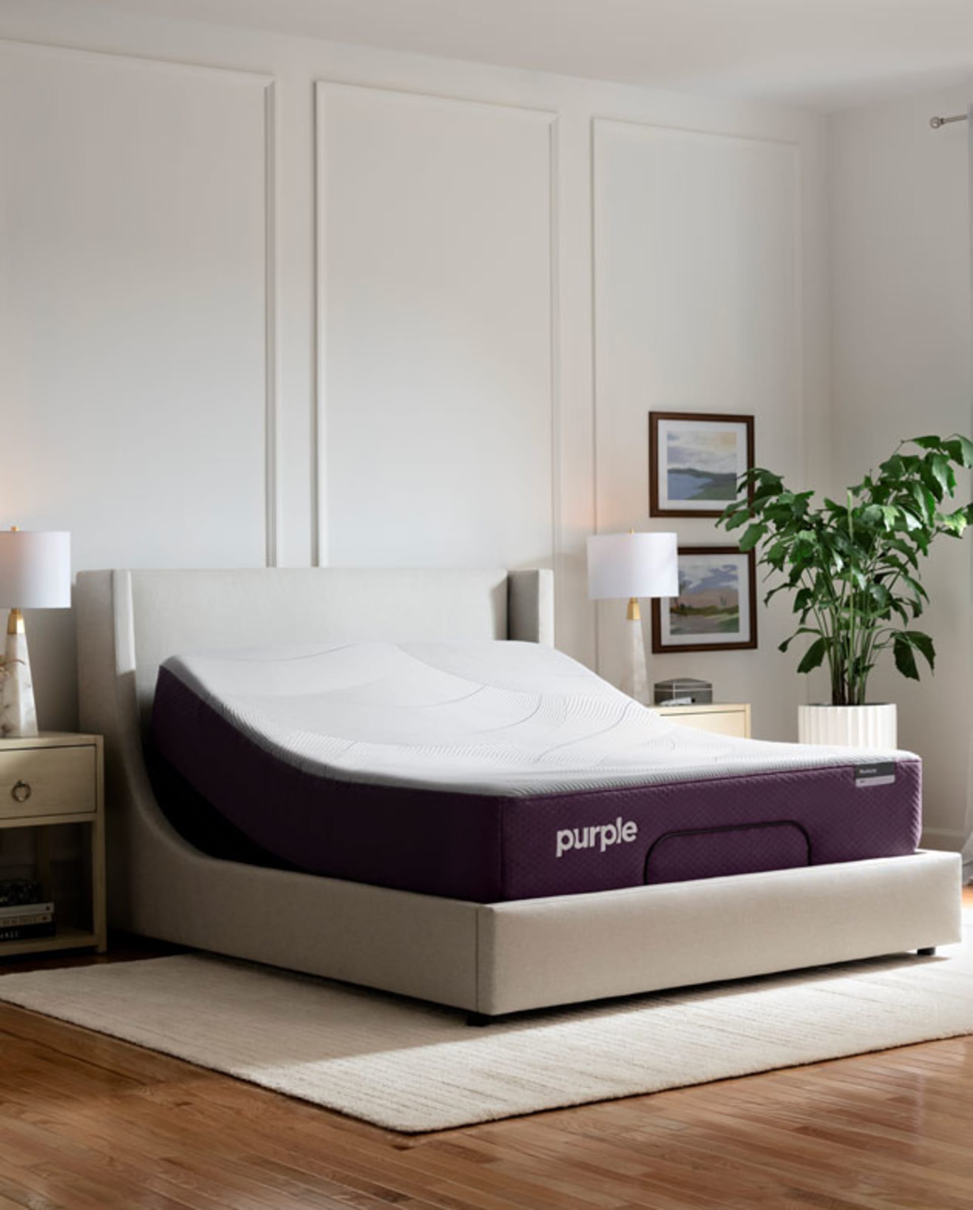 Purple Mattress on Purple adjustable base in bedroom