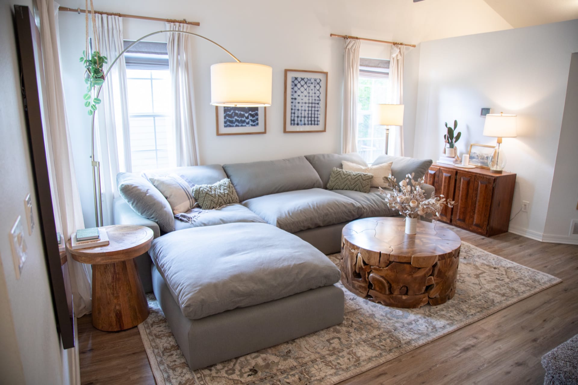 A modern modular sectional, the Luscious Sectional, in an organic modern living room