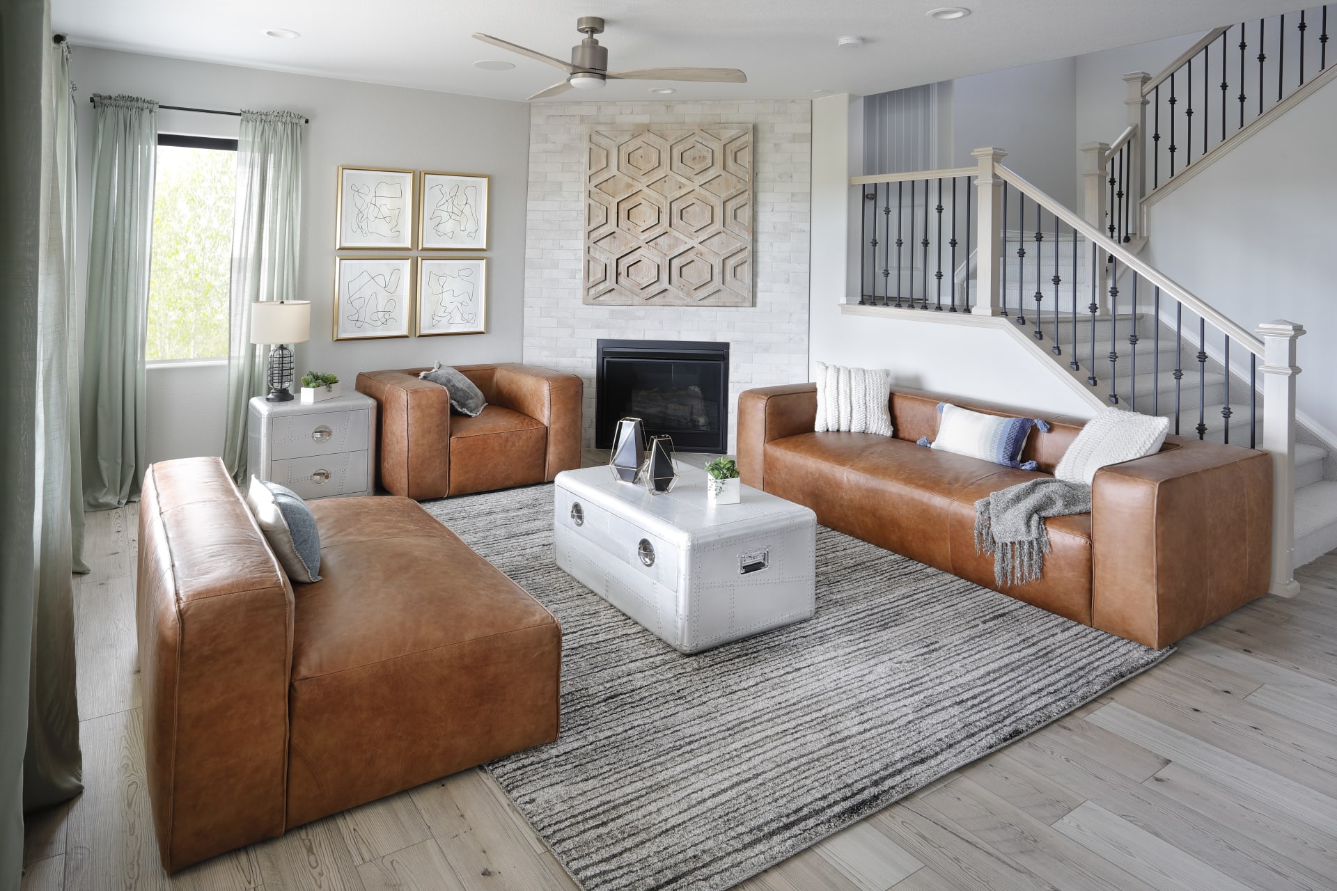 A leather sofa group, the Gordo Sofa group in a modern room
