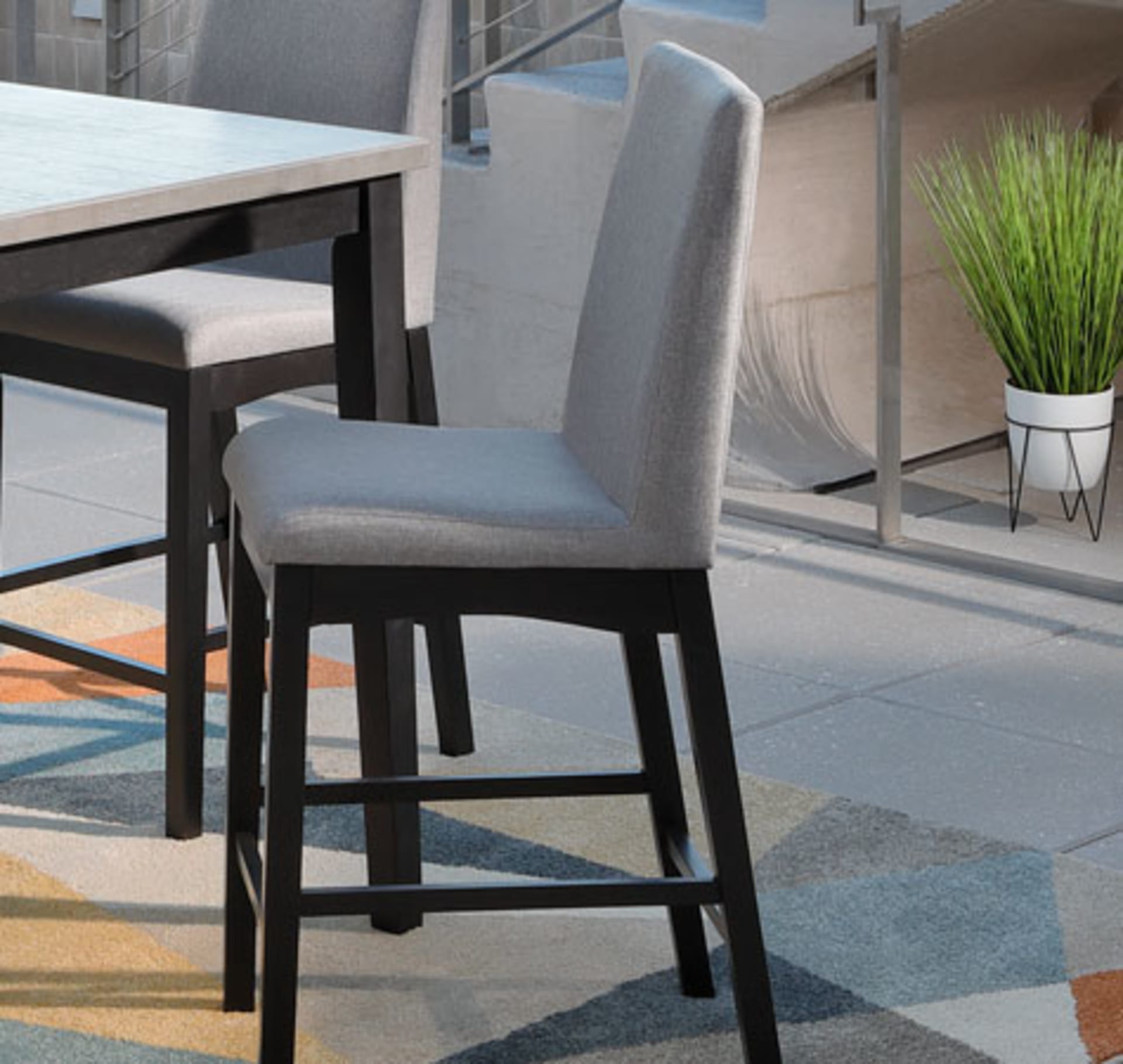 Trenton Counter Height Dining Set Upholstered Barstool Chair with Gray performance fabric