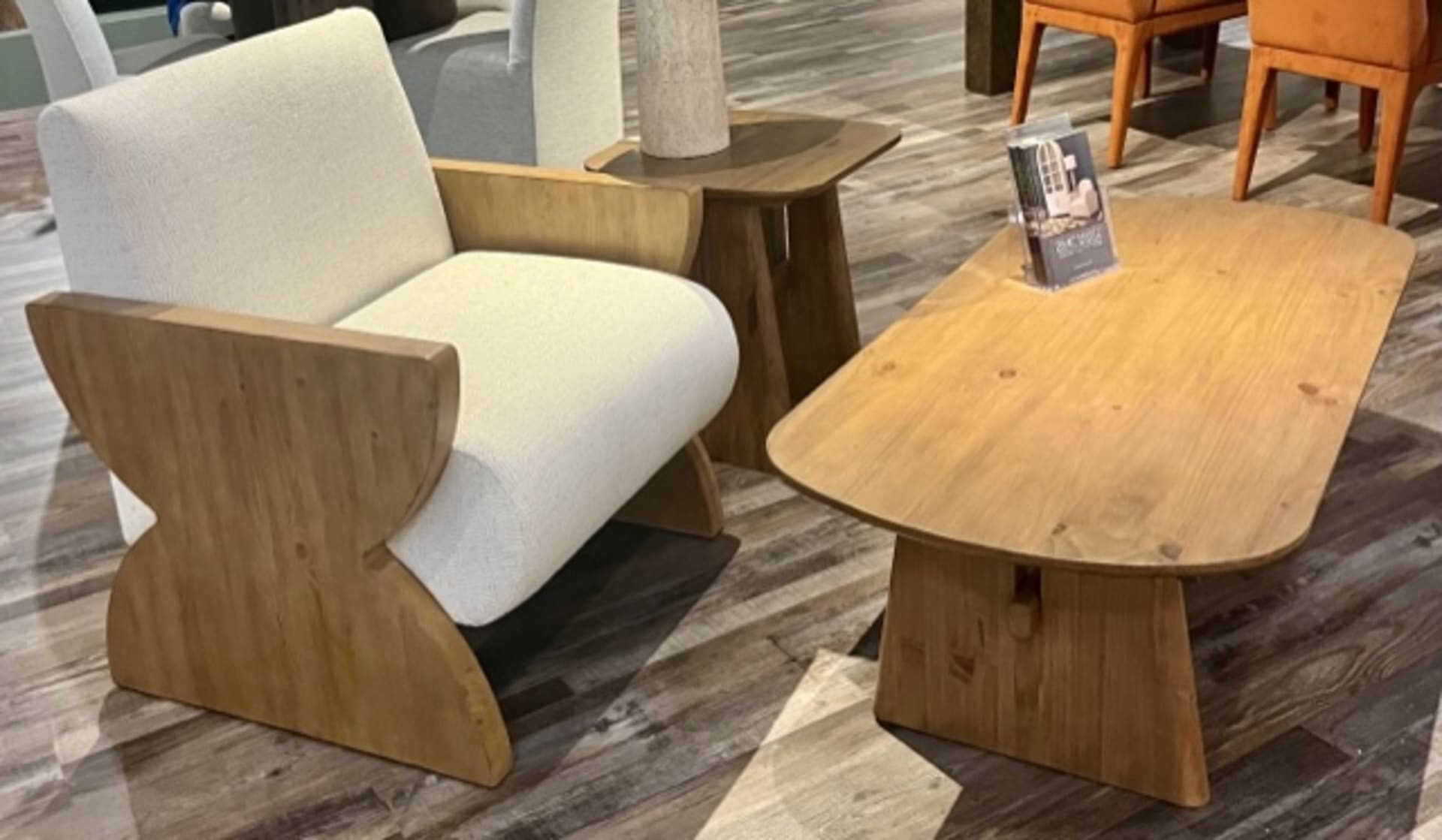 Clunky Accent Chair and Wood Coffee Table at High Point Marketplace