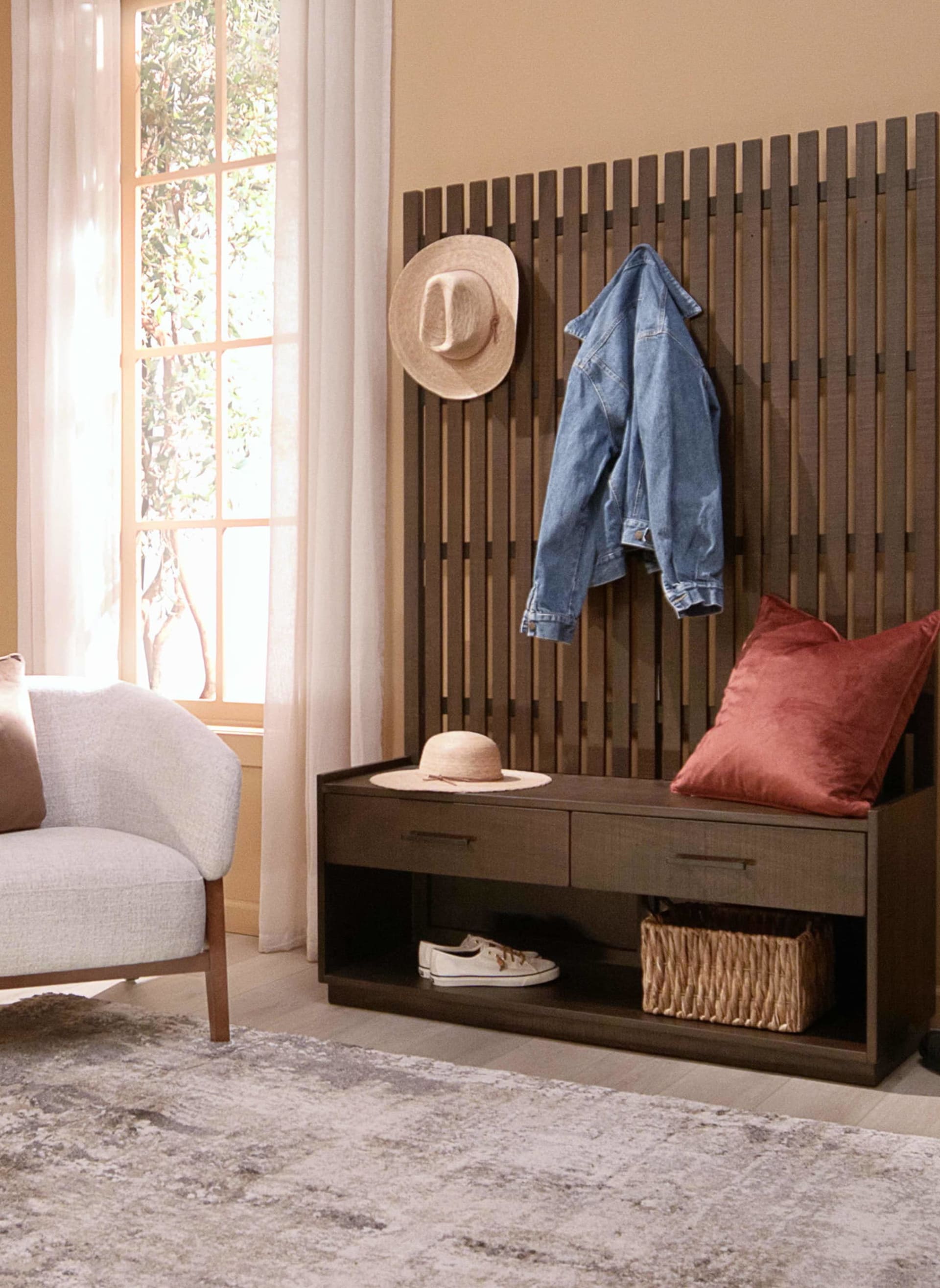 Hallway or Mudroom Catch-All Area with Hideaway Hall Tree