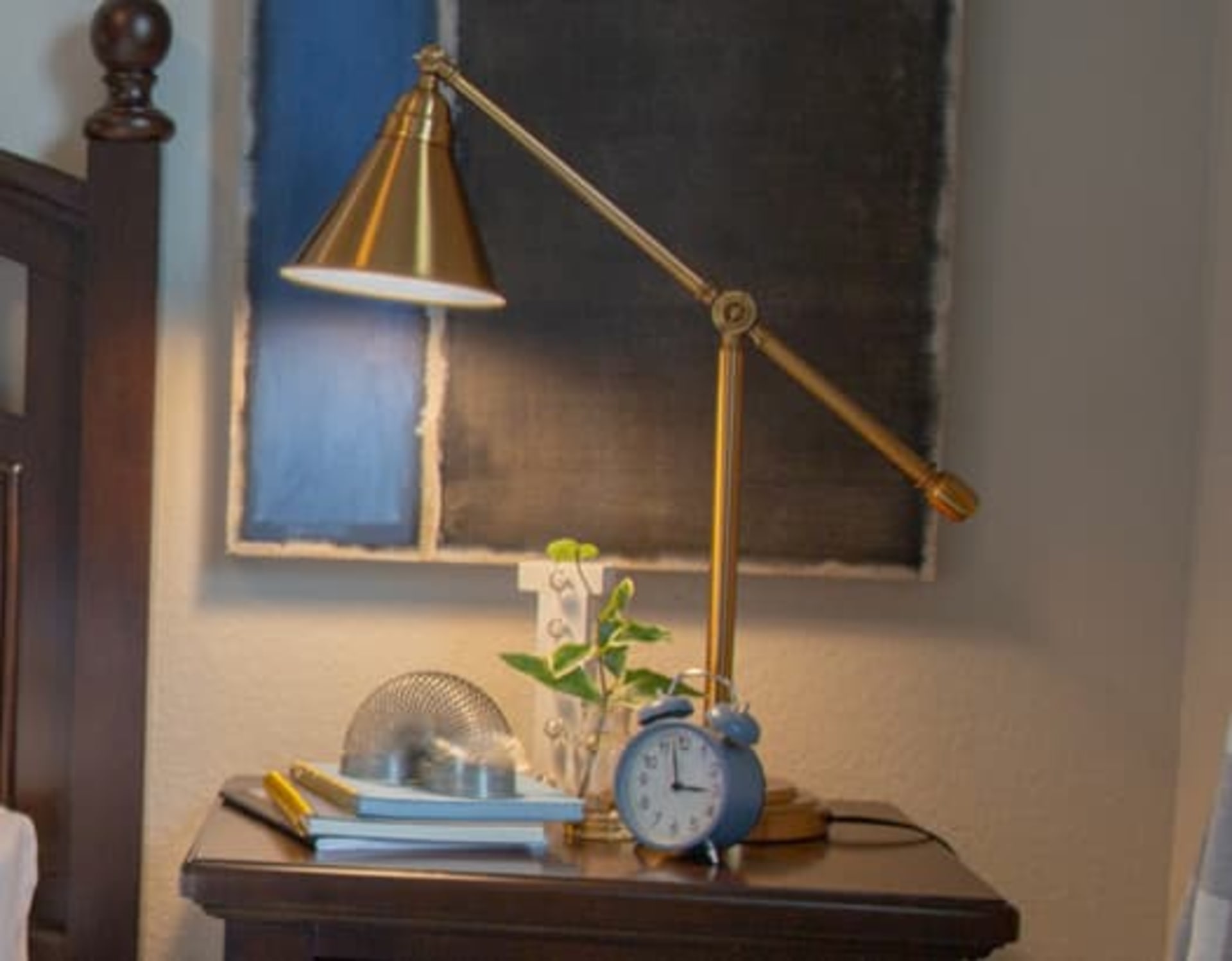 Gold Table Lamp in Bedroom