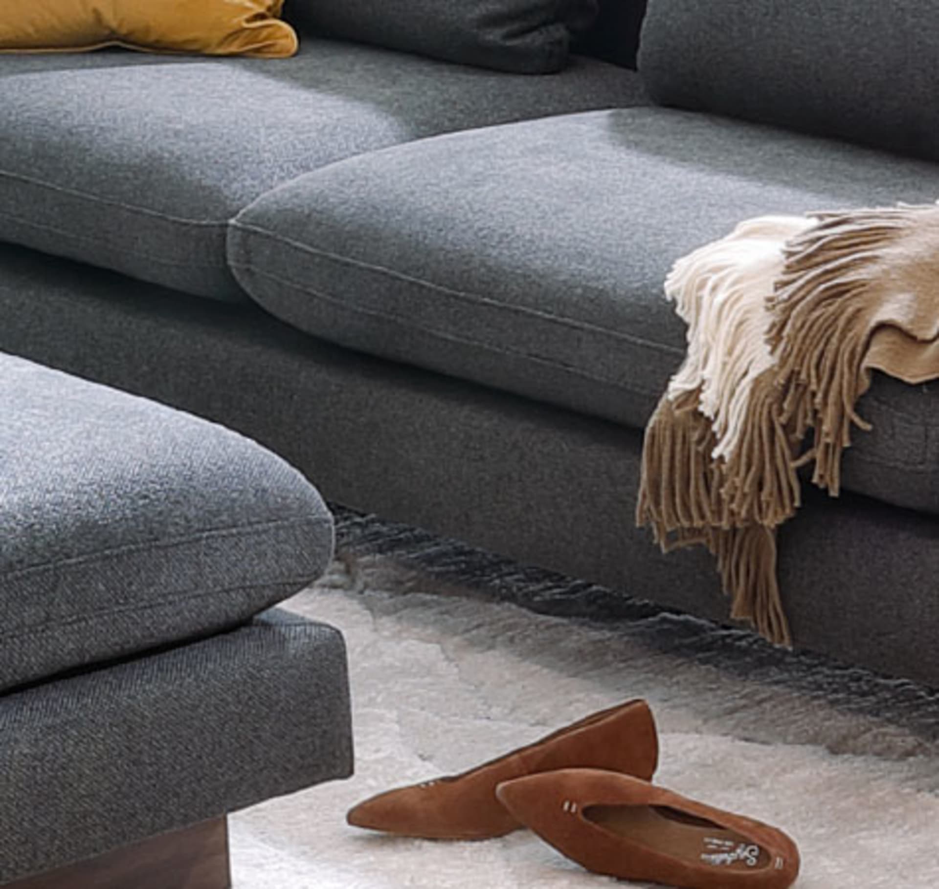 Theo Sofa. Wooden Block Feet.