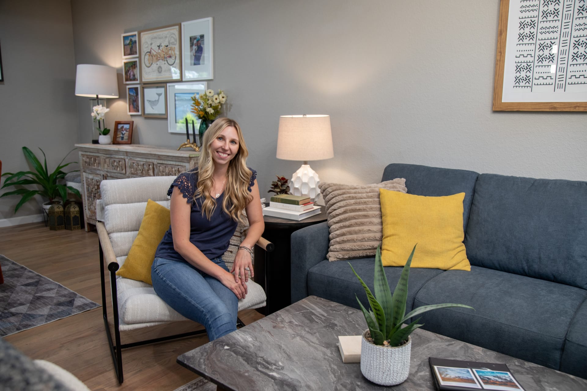 Mellow Accent Chair Styled in Kate's modern home for Real Spaces