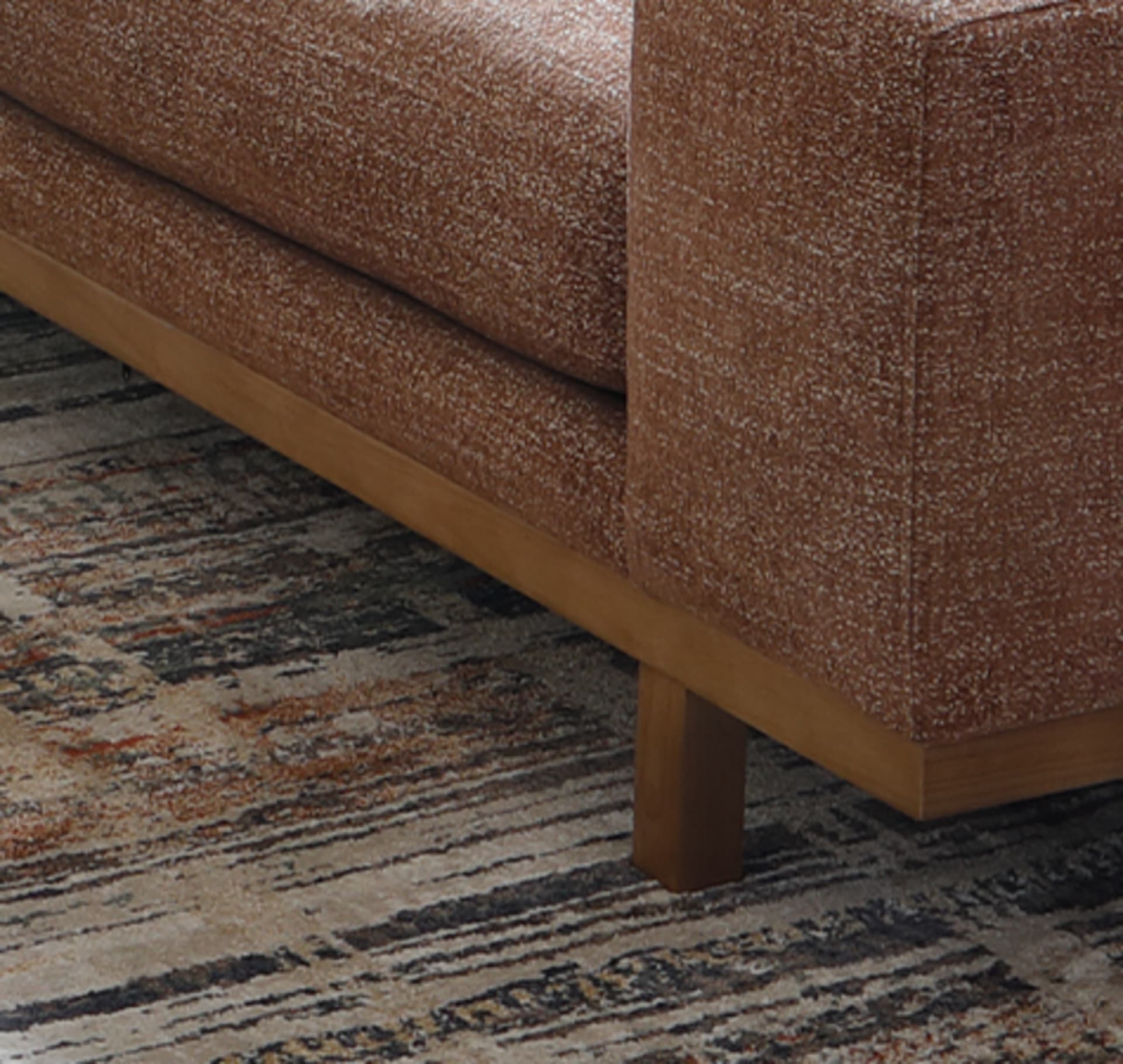 Laguna Sofa. Woven, Terracotta Brown Fabric.