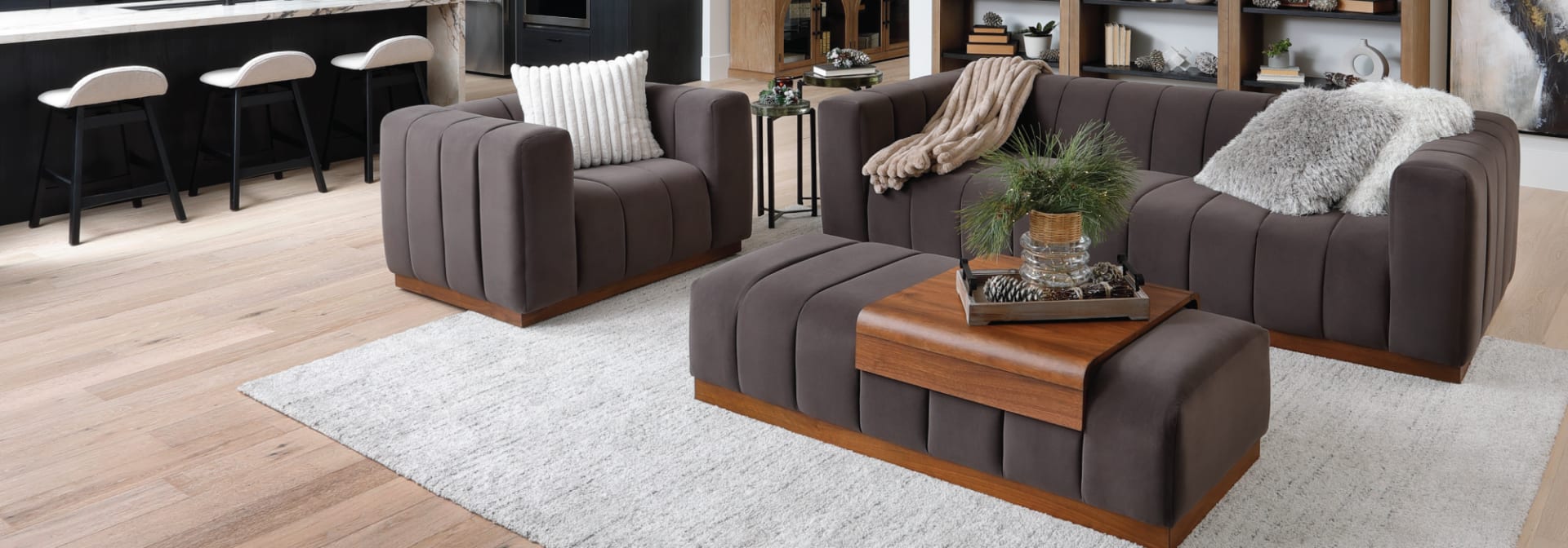 Laurent Sofa with Ottoman and Tray