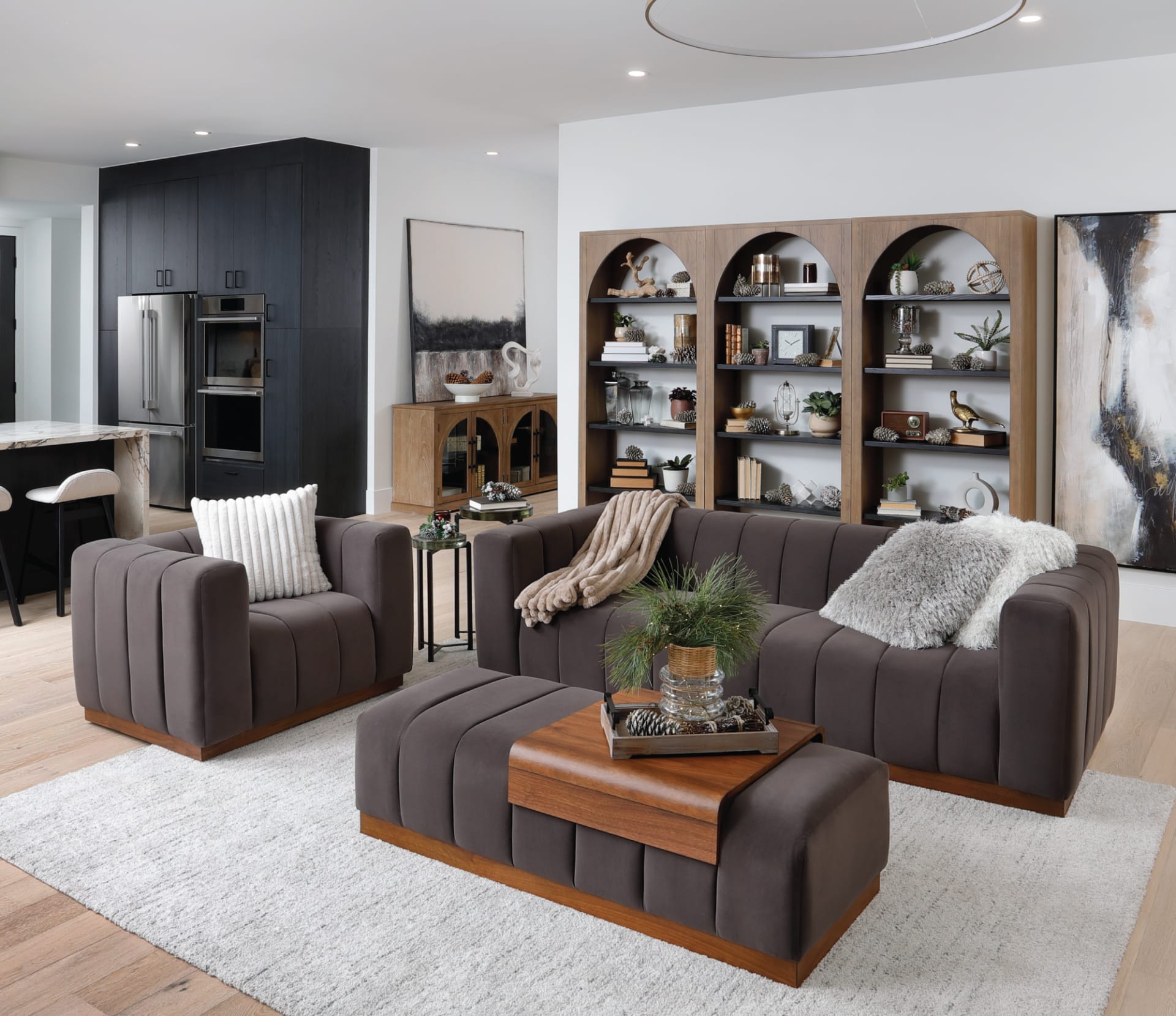 Laurent Sofa with Ottoman and Tray