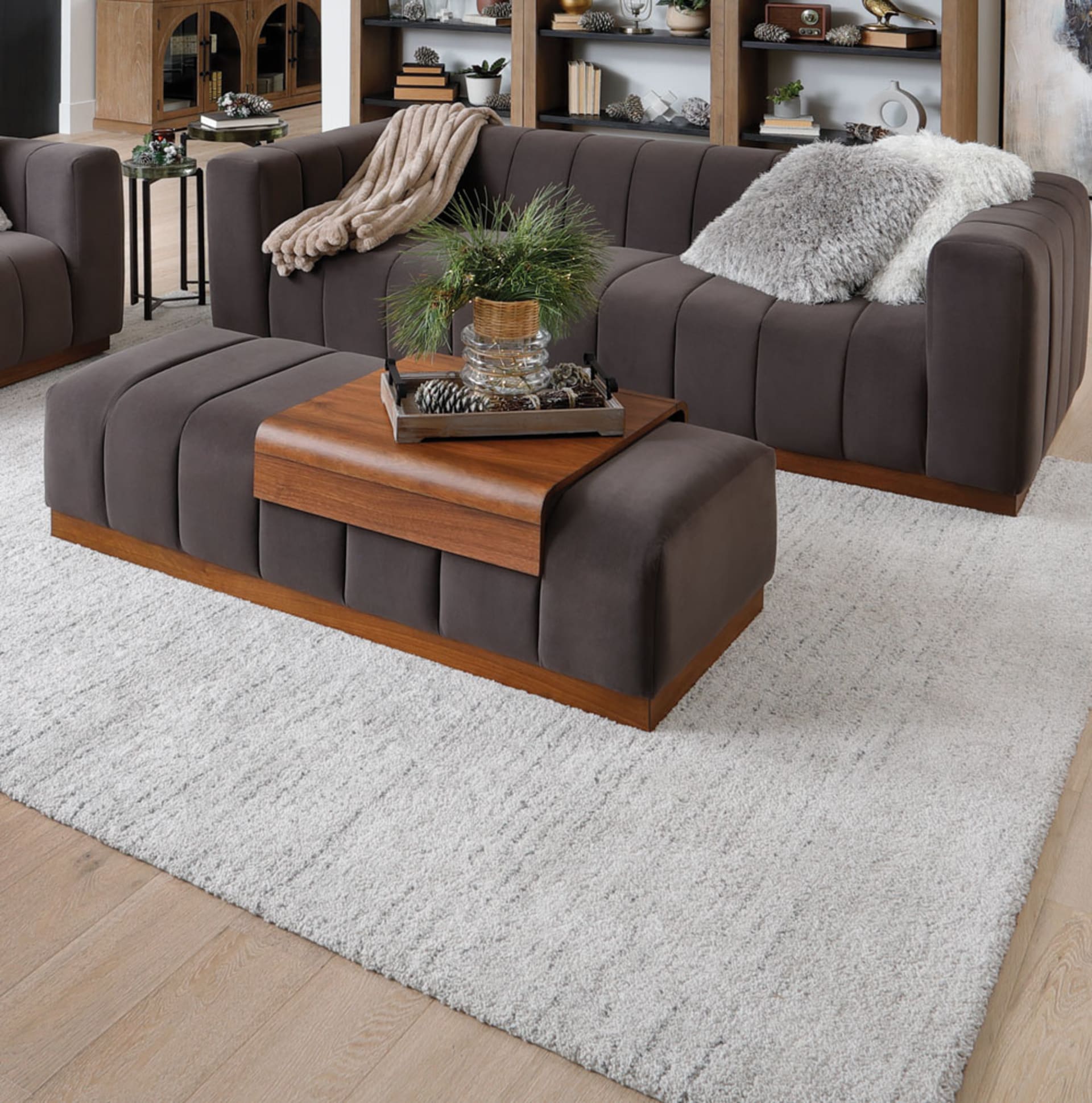 Laurent Sofa Set in Living Room Decorated for Xmas