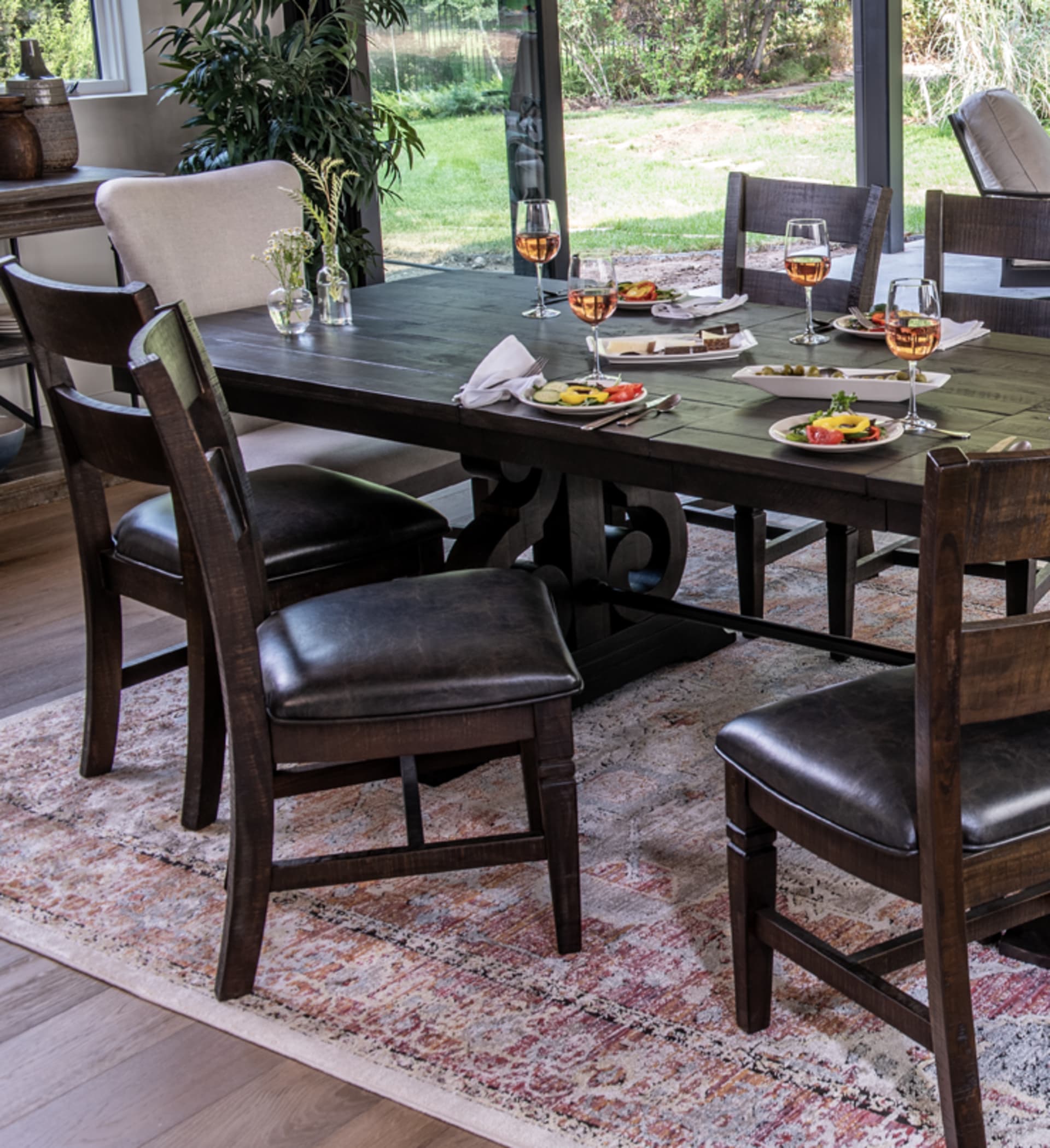 Long Dining Table Set for Dinner