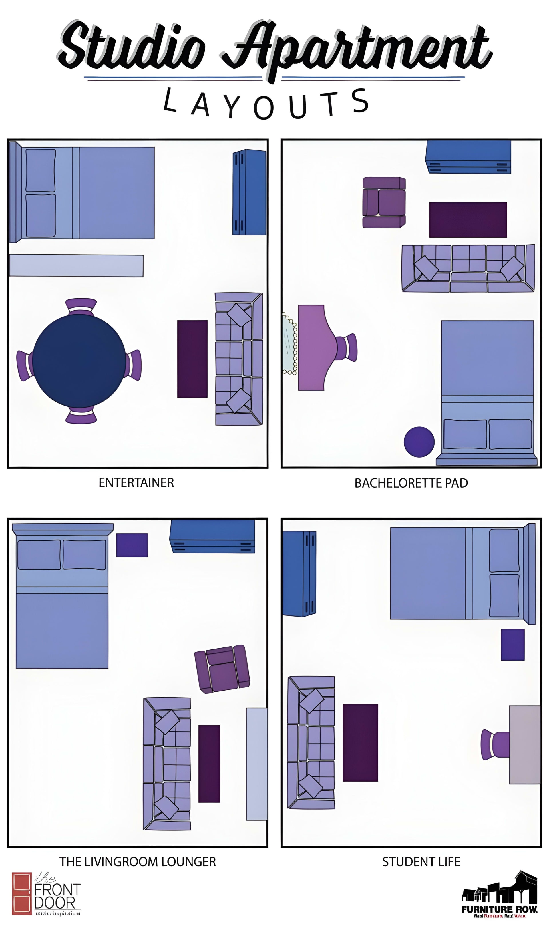 Studio apartments layouts main image with all layouts