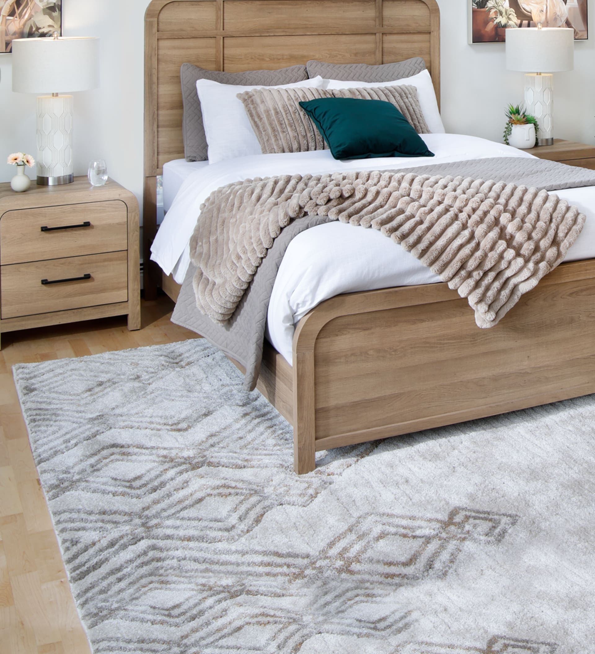 Light Wooden Bed frame in Bedroom