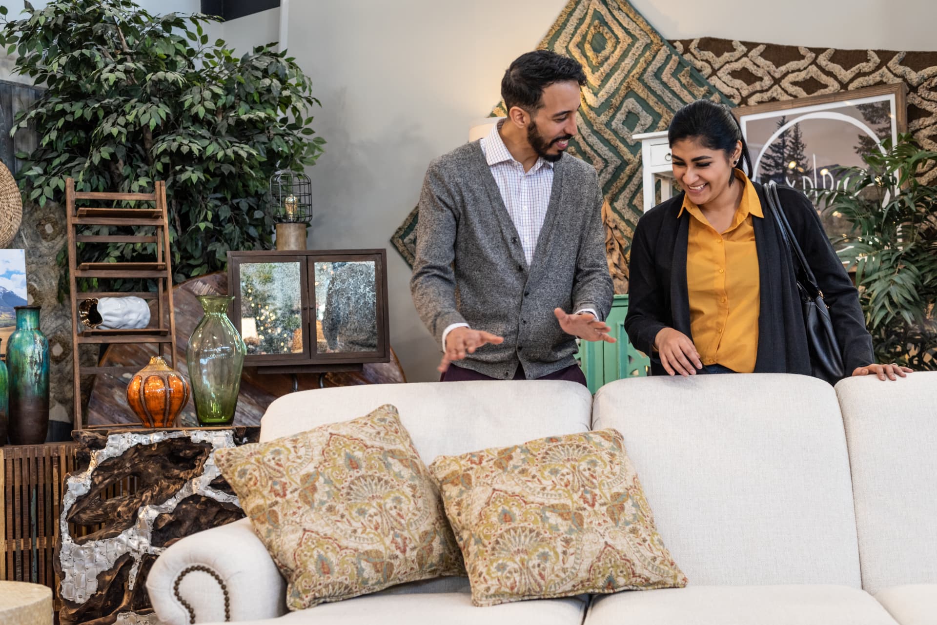 Sofa in Store with Customers