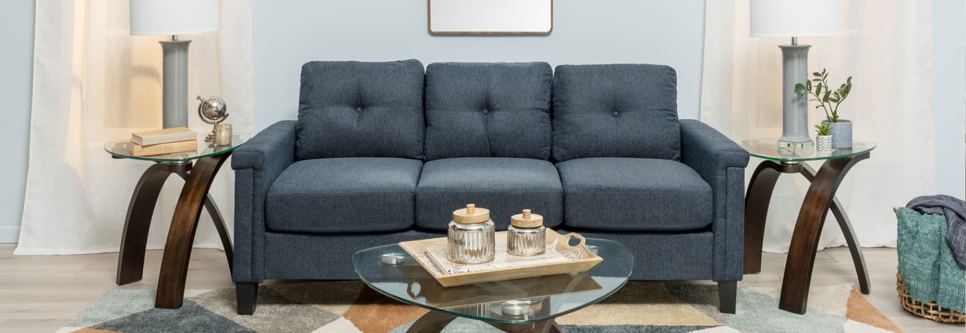 Trinity Padded Arm Sofa Blue