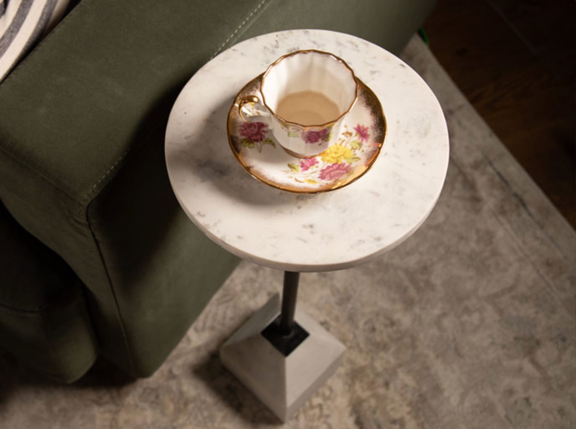 Marble Martini Table with Antique Teacup