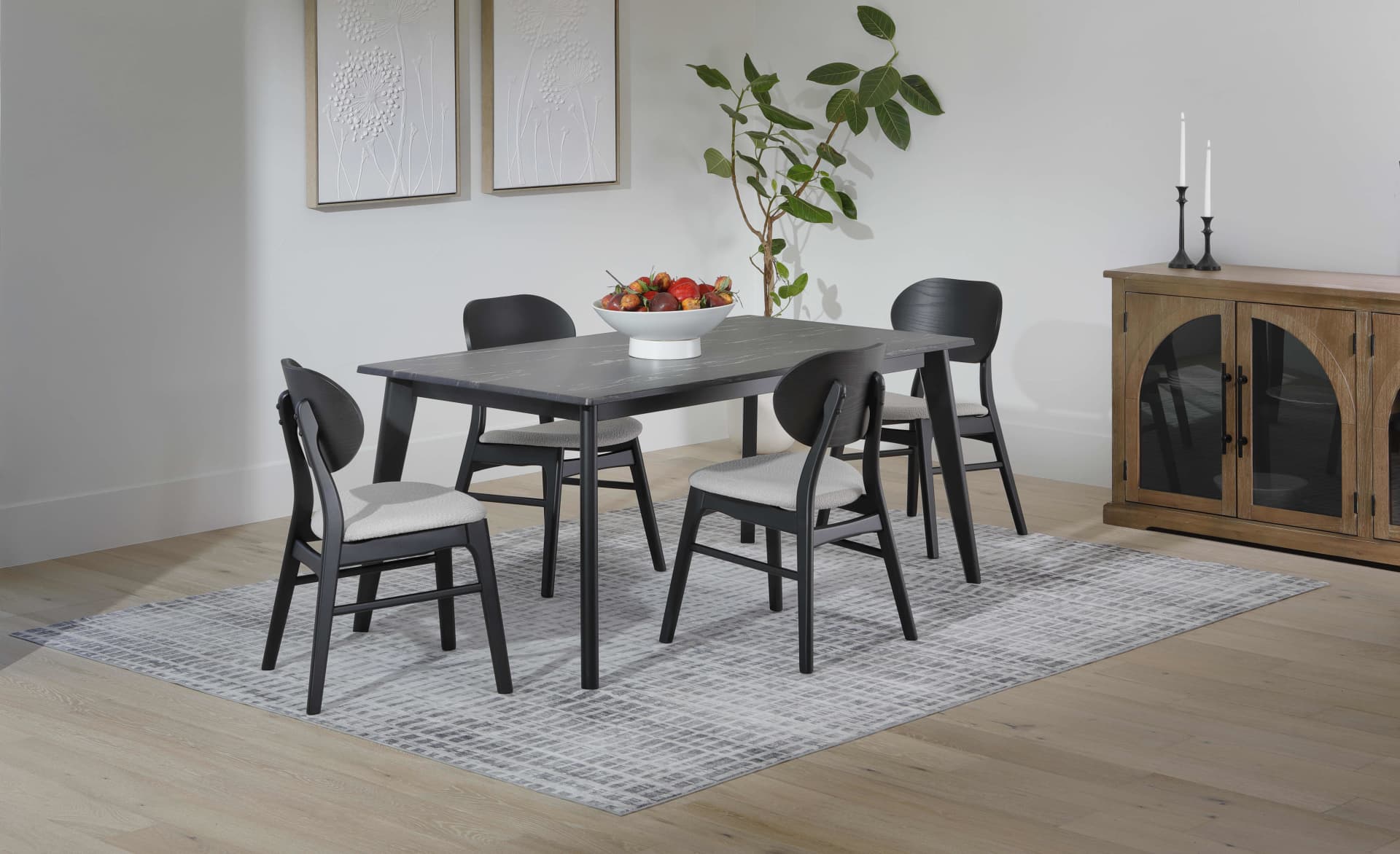 Lumen Dining Set in room with credenza