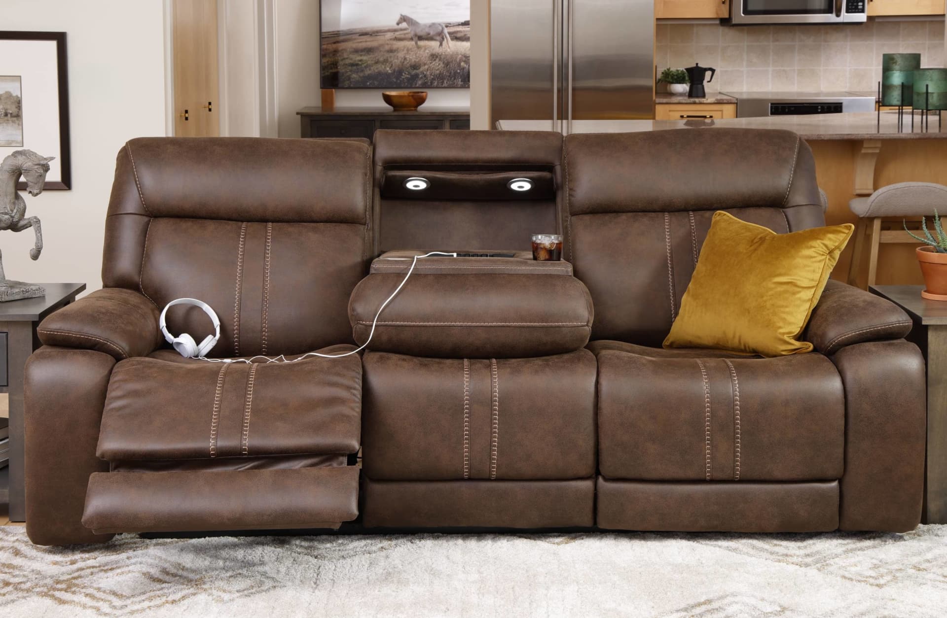 Vibe Home Theater Power Sofa in living room