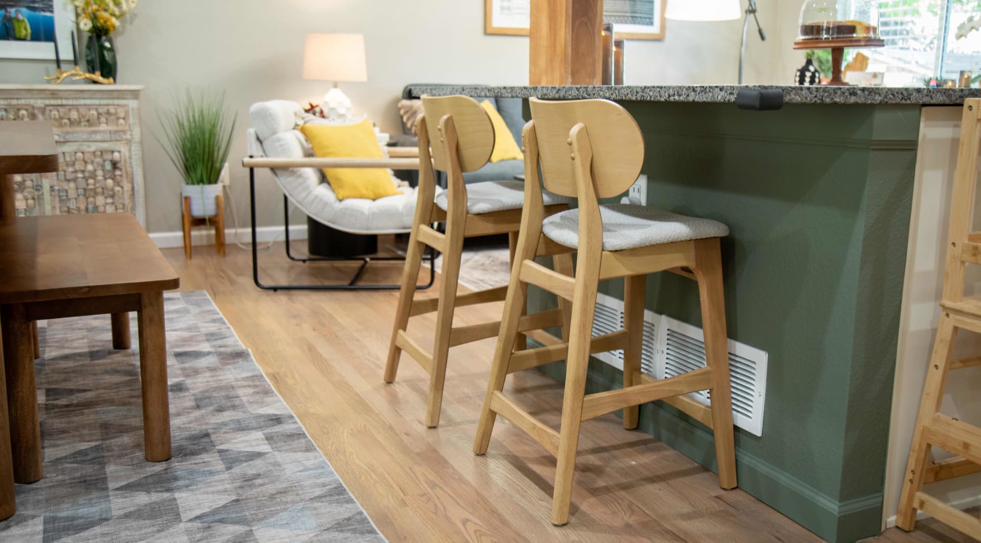 Lumen Barstool styled in Real Spaces home open floor plan